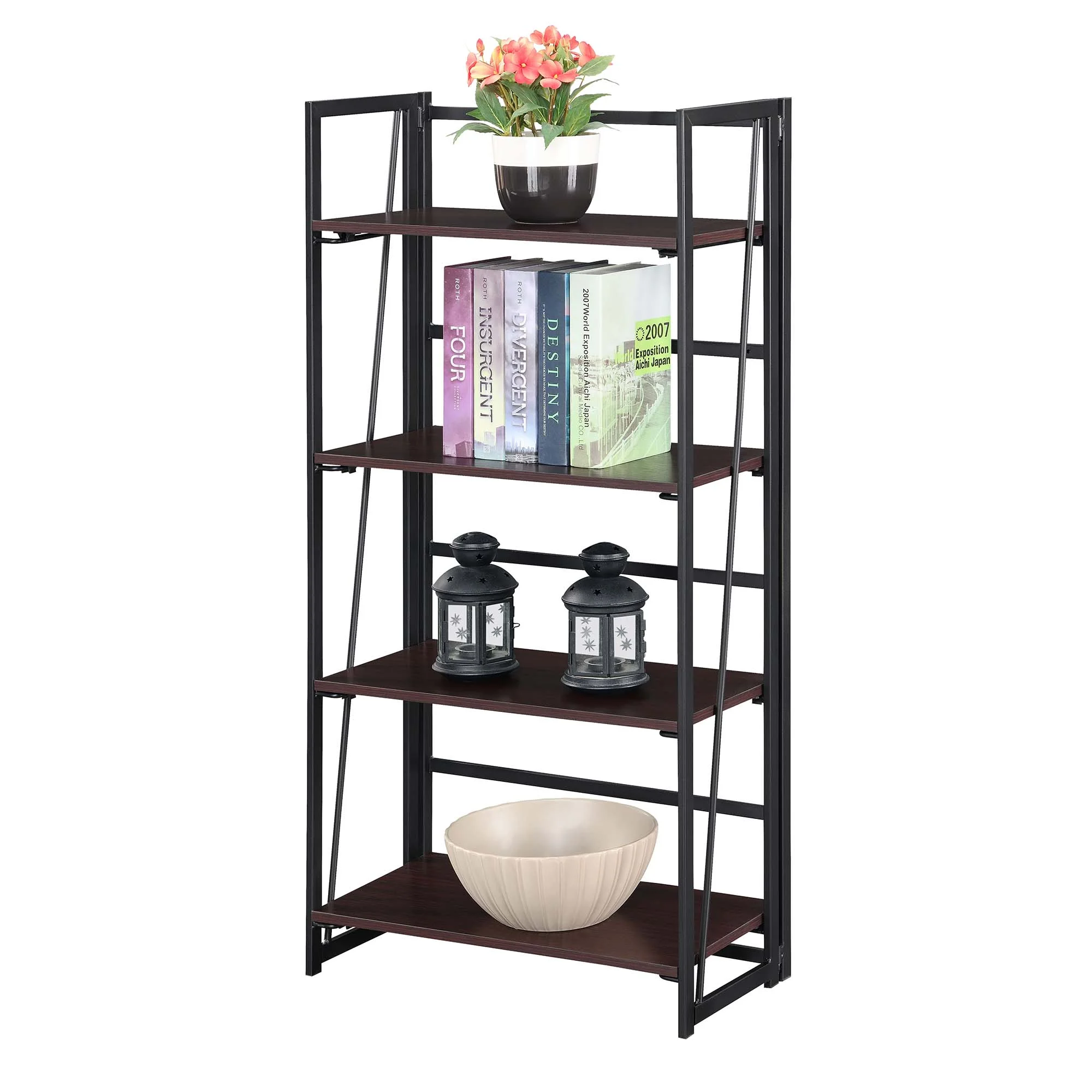 Convenience Concepts Xtra Folding 4 Tier Bookshelf, Multiple Finishes