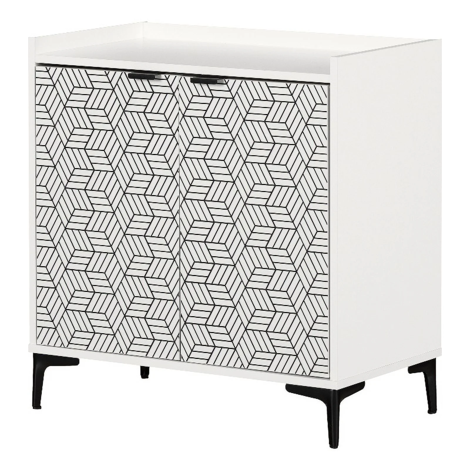Pemberly Row Contemporary 2-Door Storage Cabinet White and Black