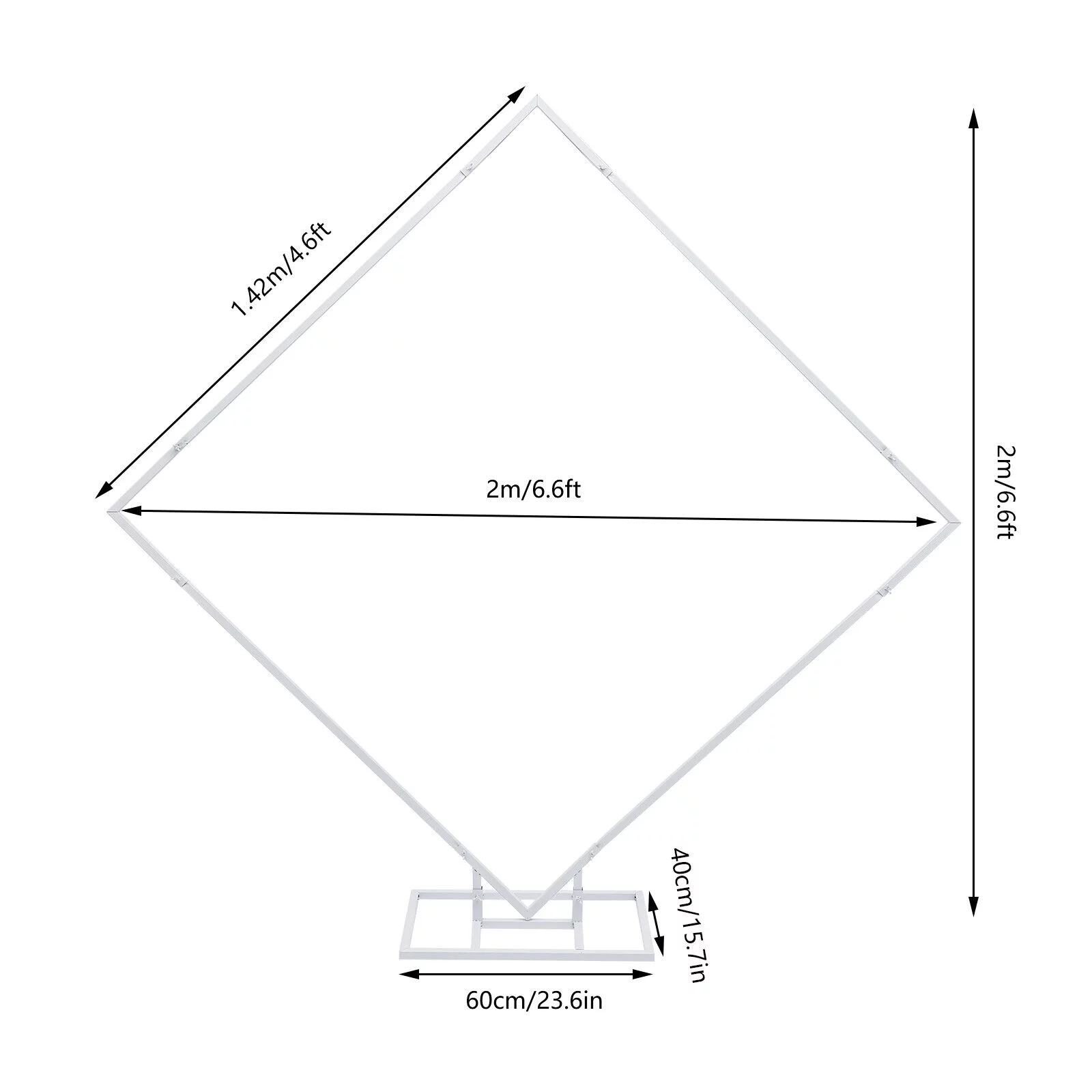 Miumaeov 6.6ft White Square Metal Wedding Stand Balloon Arch Kit Frame for Wedding Ceremony Anniversary Birthday Party Graduation Photo Background Decoration Stable Stands