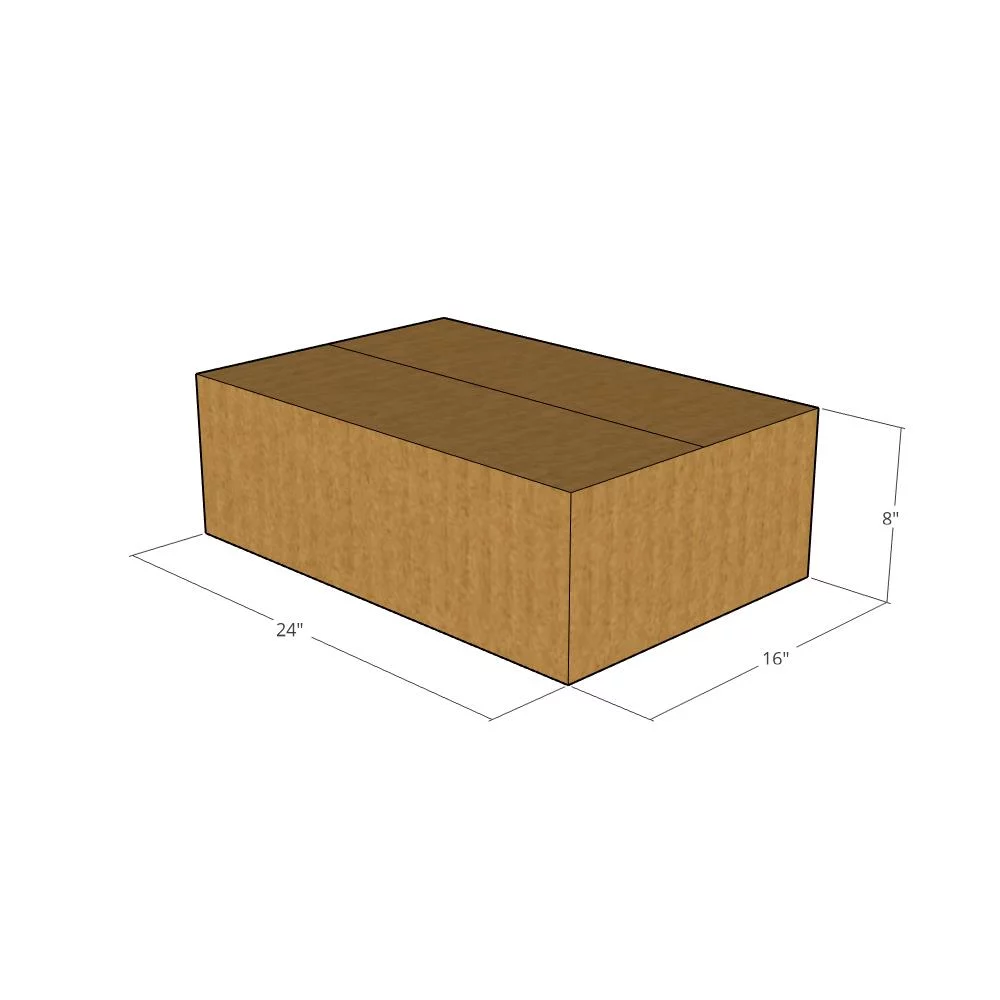 100 New Corrugated Boxes - 24x16x8 - 32 ECT - LxWxH