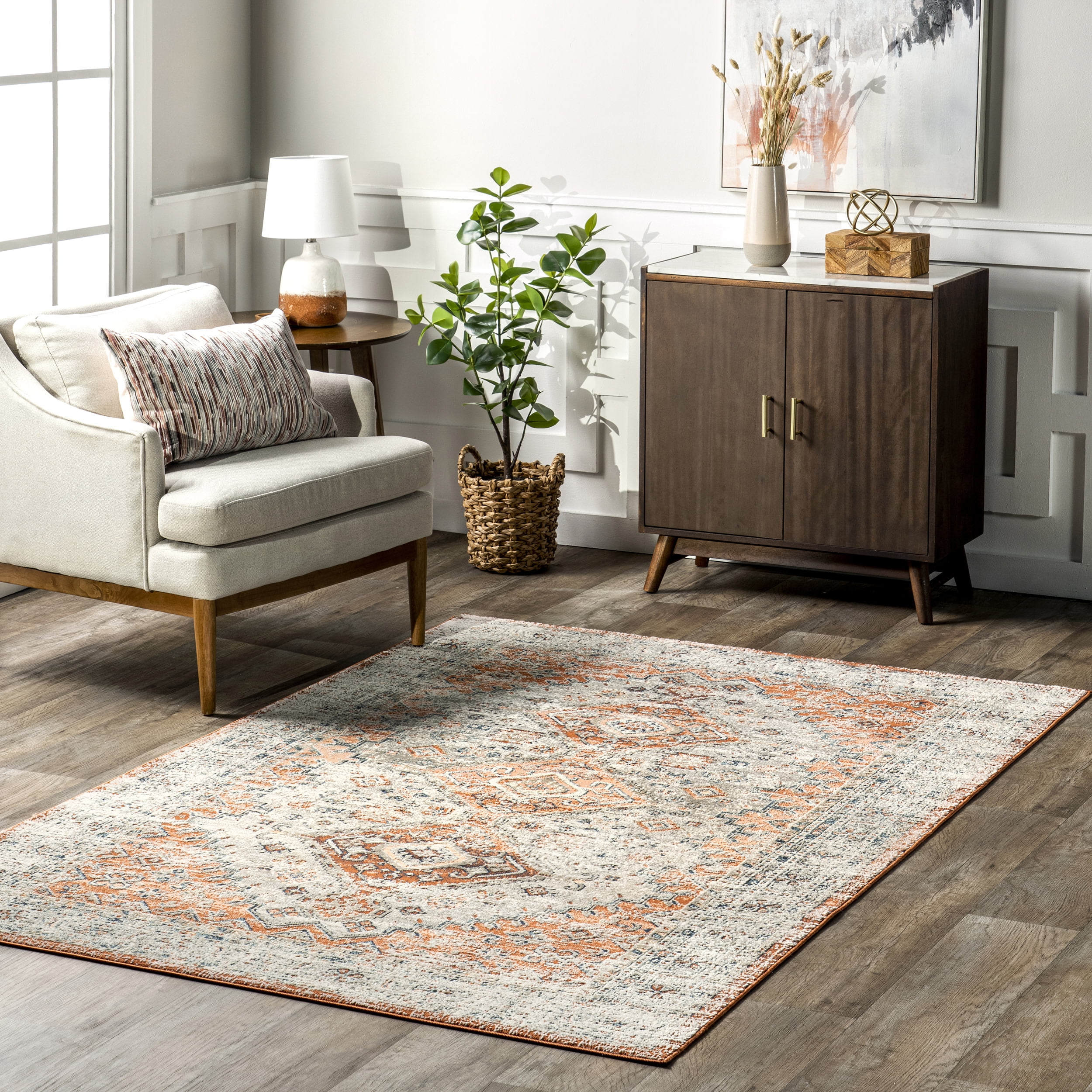 nuLOOM Gavina Faded Persian Area Rug, 5' x 8', Beige