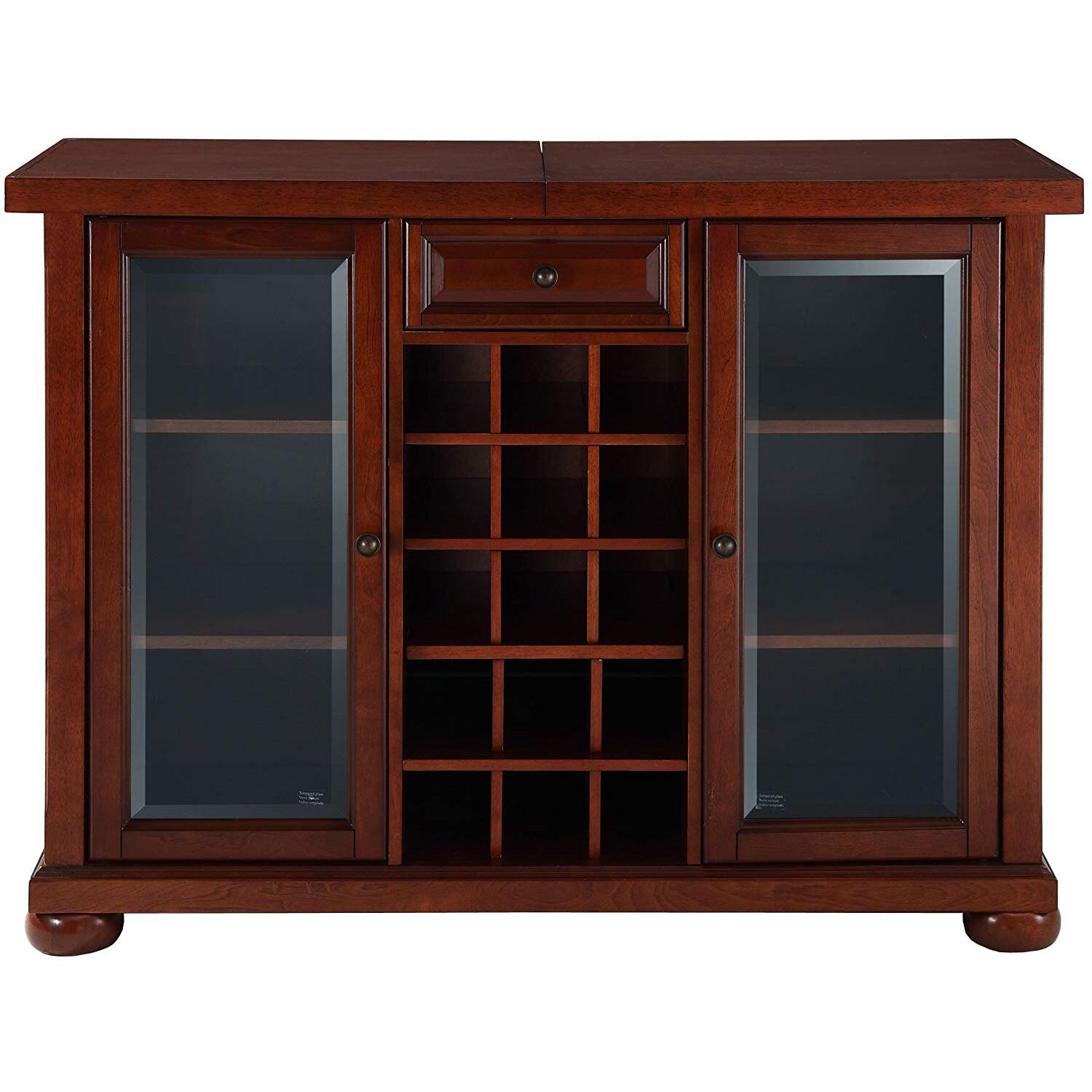 HomeStock Artistic Accomplishment Sliding Top Bar Cabinet Mahogany