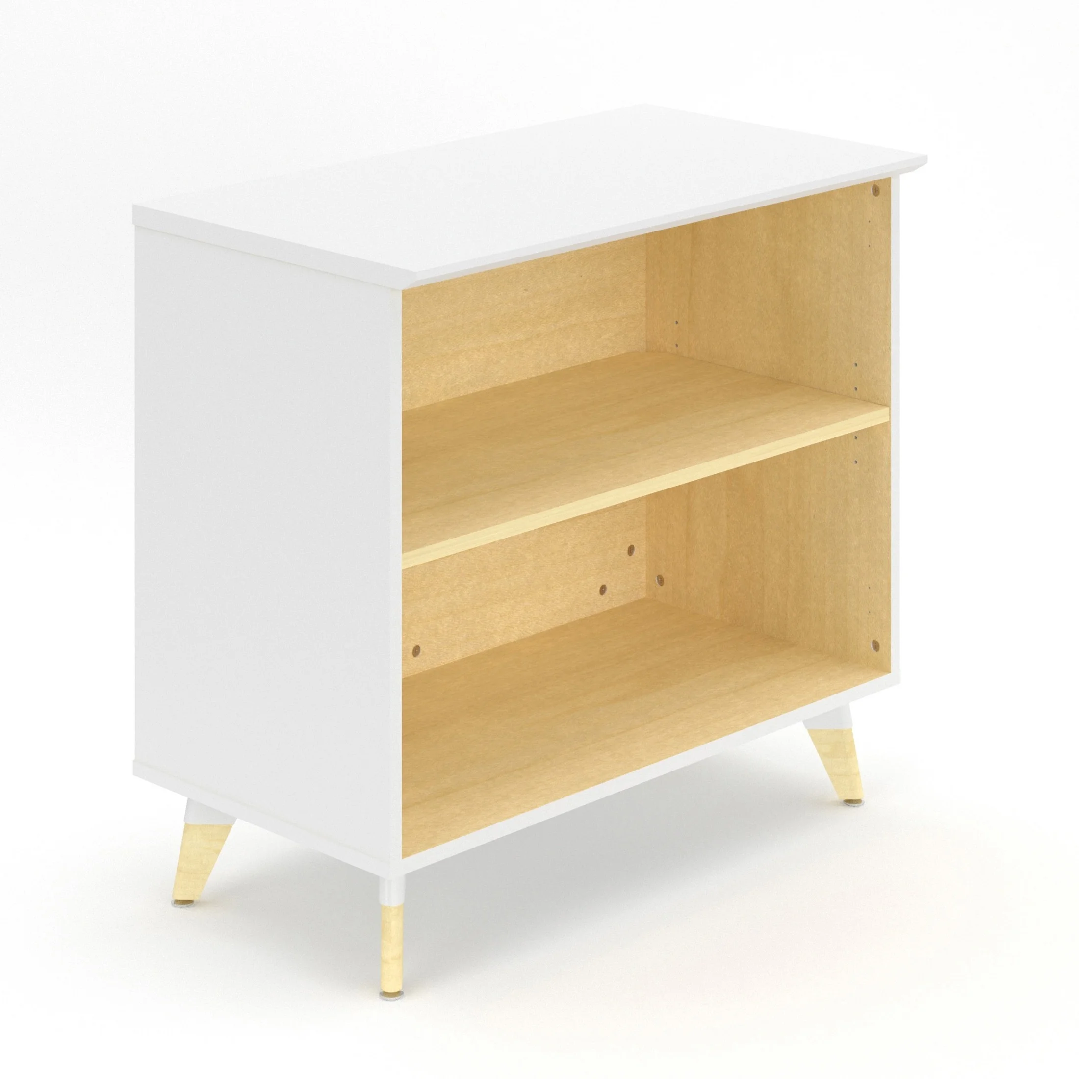 Resi White Wood Cabinet With Open Storage