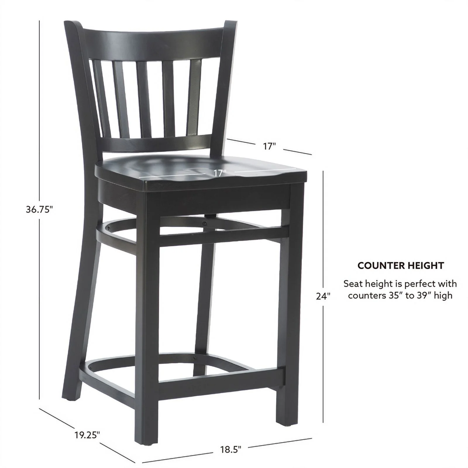 Pemberly Row Solid Beechwood 2 Set Curved Slat Back 24
