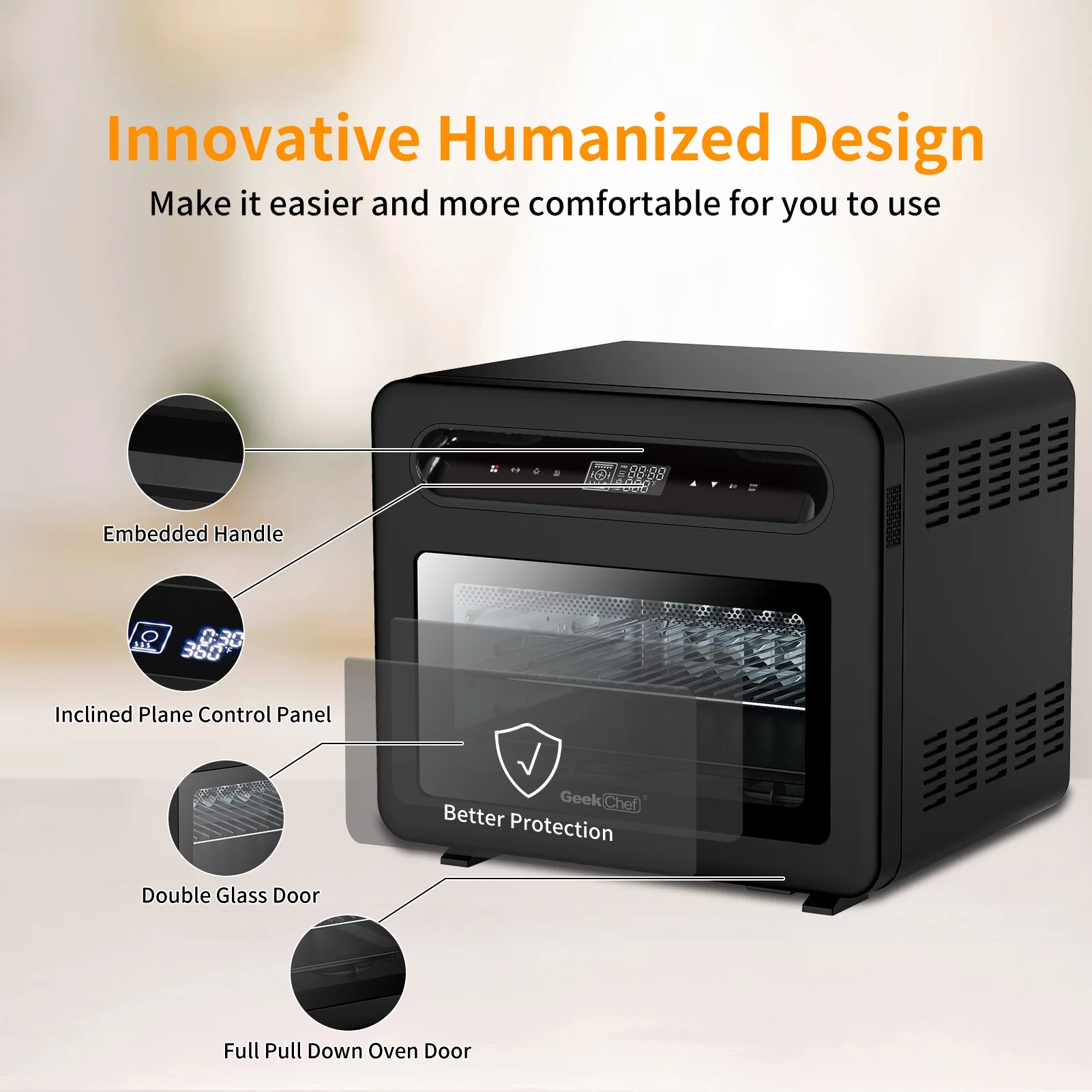 Steam Air Fryer Toast Oven Combo , 26 QT Steam Convection Oven Countertop , 50 Cooking Presets, with 6 Slice Toast, 12