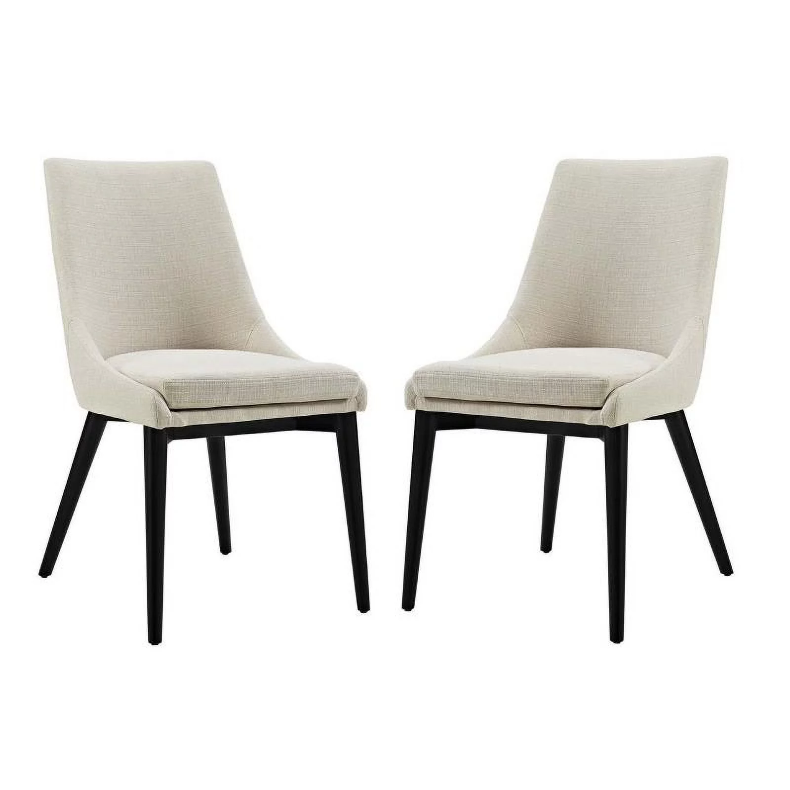 Home Square 2 Piece Fabric Upholstered Dining Side Chair Set in Beige