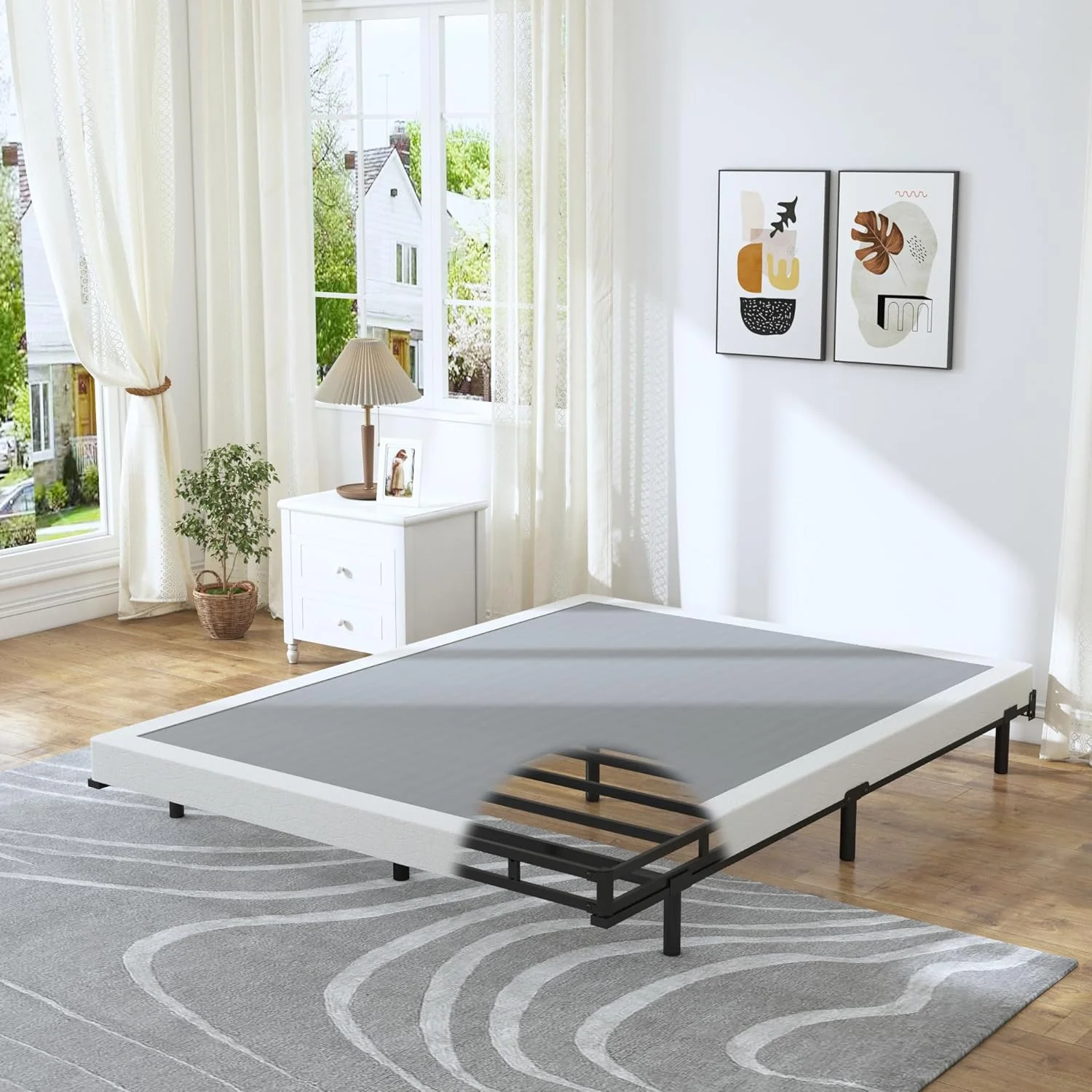 YILAN King Box Spring - 4 Inch High Profile Box Spring for King Bed, Sturdy Metal Frame Mattress Foundation, Easy Assembly, Quiet & Noise-Free