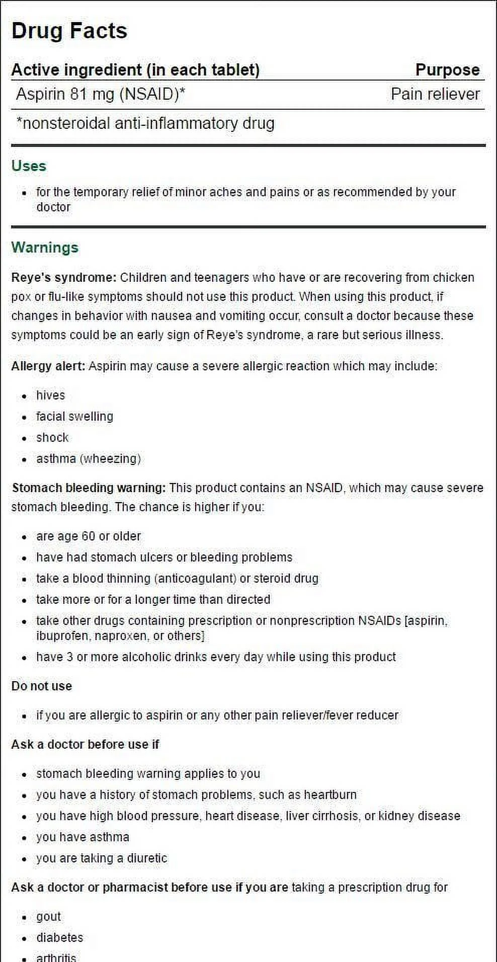 Quality Choice Aspirin Low Dose 81 mg 120 Tabs