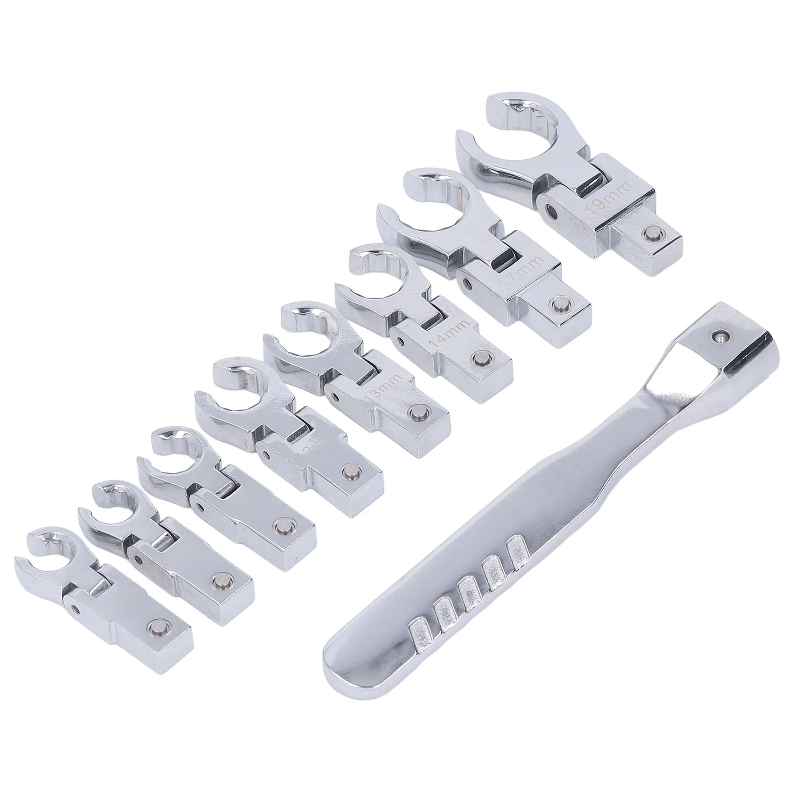YUMILI Replaceable Wrench Set, Flexible Head Torsion Wrench 180 Degree Rotating Spanner with Handle