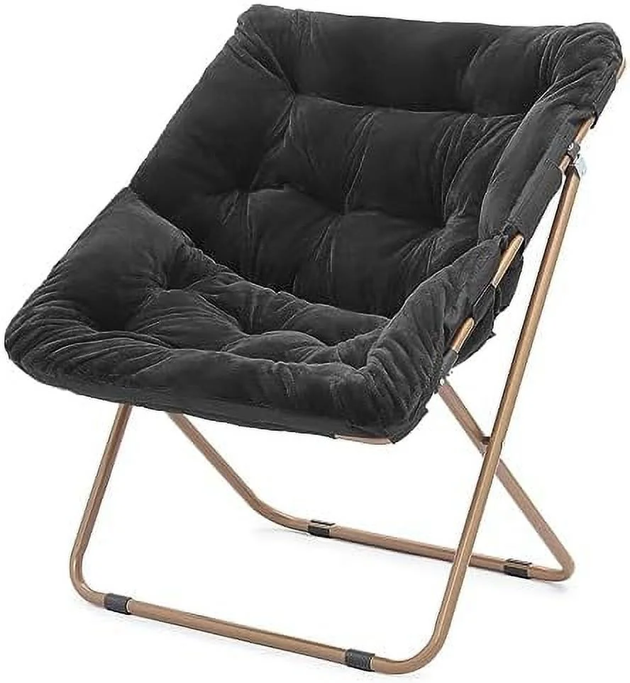 HYHBIBOOM Square Foldable Oversized  Saucer Chair for Adults Large Cozy Chair for Bedroom  Gray