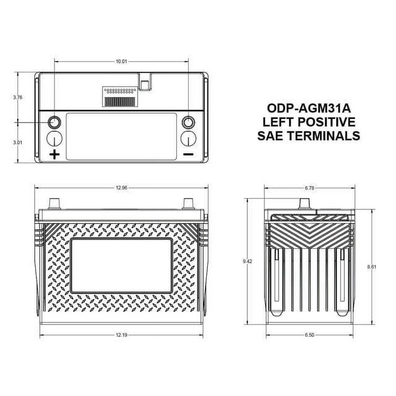 Odyssey Battery ODP-AGM31A Performance Series Group 31, SAE Lead Posts