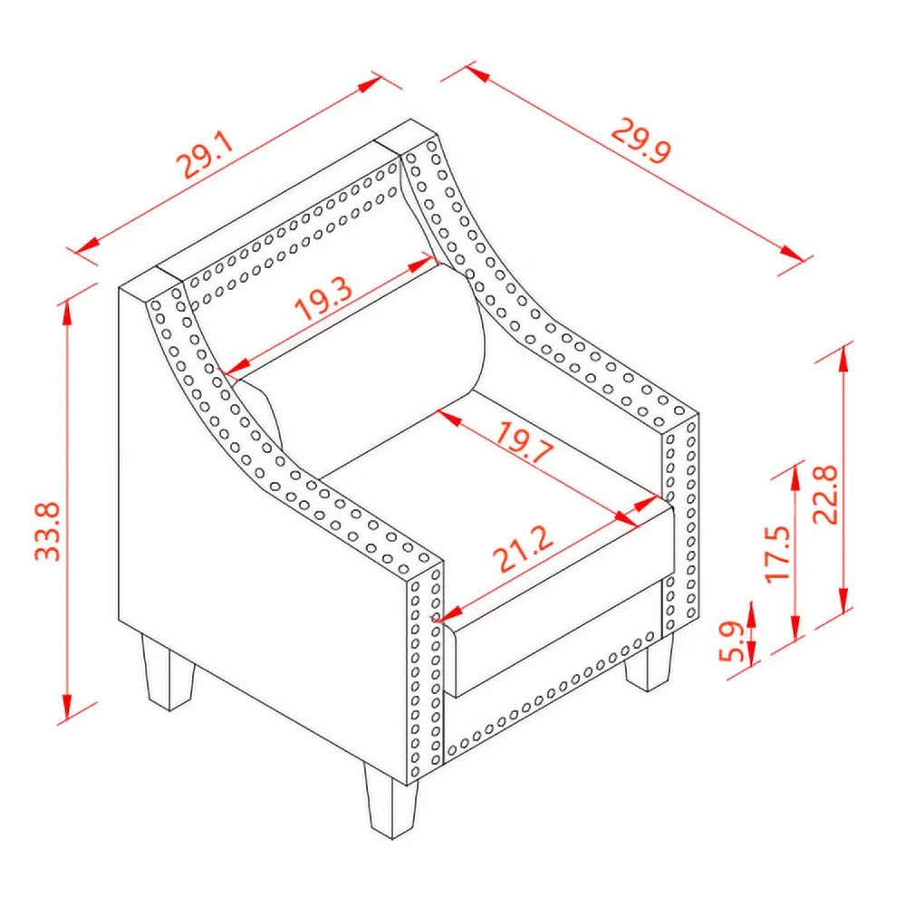Mid-Century Printing Accent Chair, Polyester Fabric Upholstery Club Chair with Nails,Wood Frame Comfy Barrel Chair for Living Room