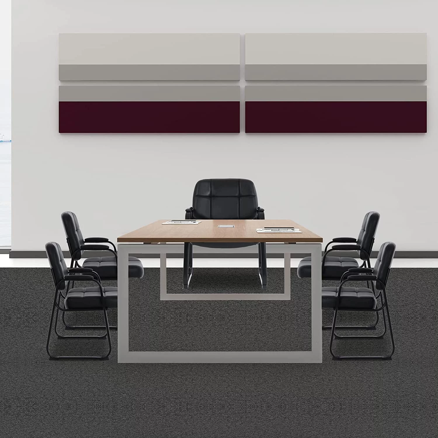 YiSHOP Big & Tall Waiting Room Guest Chair with Bonded Leather Padded Arm Rest and Sled Base for Office Reception Lobby and Conference Desk, Black(2 Pack)