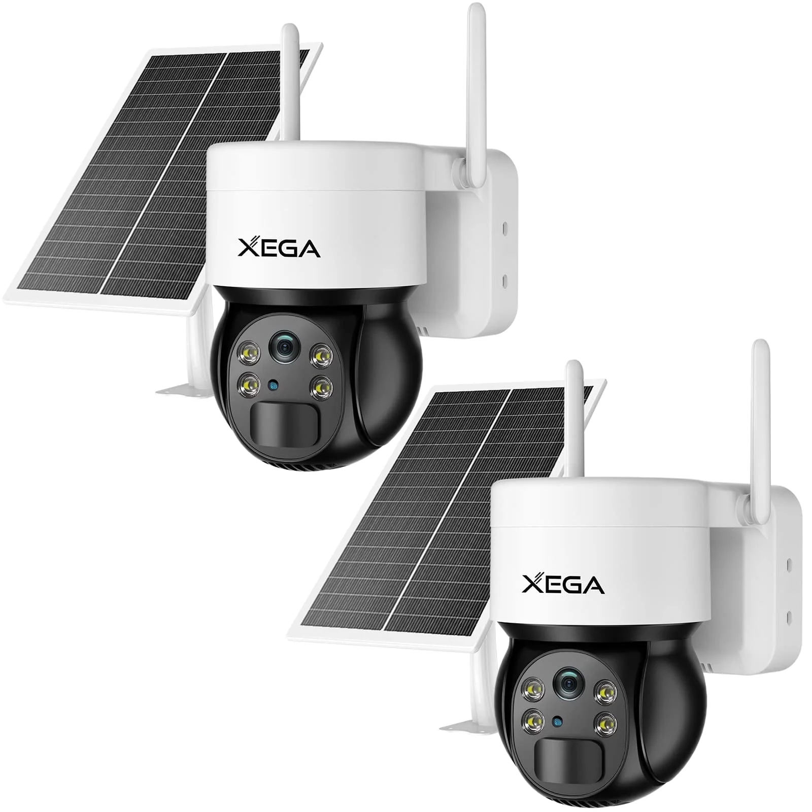 Xega 2 Pack 3G/4G LTE Cellular Security Camera Outdoor Solar Camera Wireless, 2K HD Color Night Vision 355°/120°, PIR Motion Detection, 2 Way Talk, No WiFi, SIM Card Included, IP66