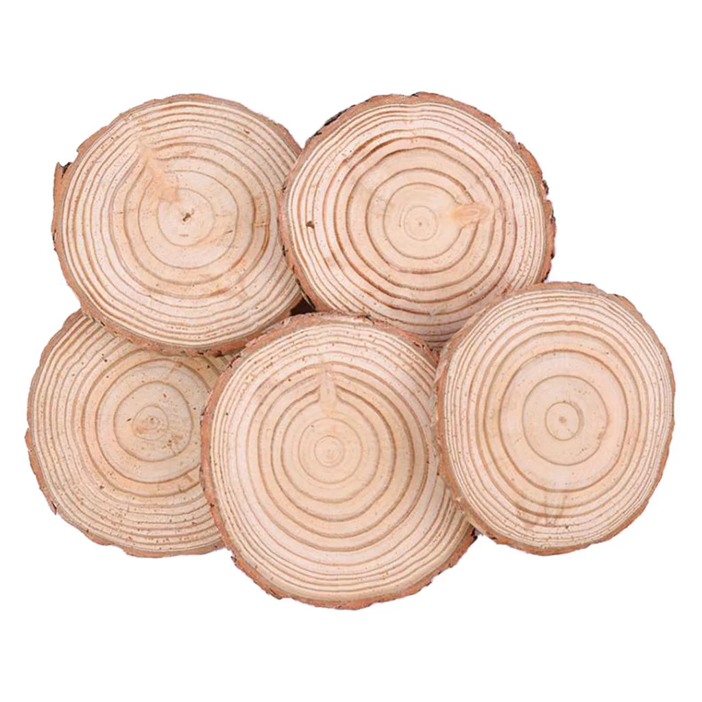 5PCS Wood Slices Unfinshed Round Wood Slabs, Large Rustic Wood Pieces with Tree for Wedding Centerpiece Christmas Rustic Ornaments