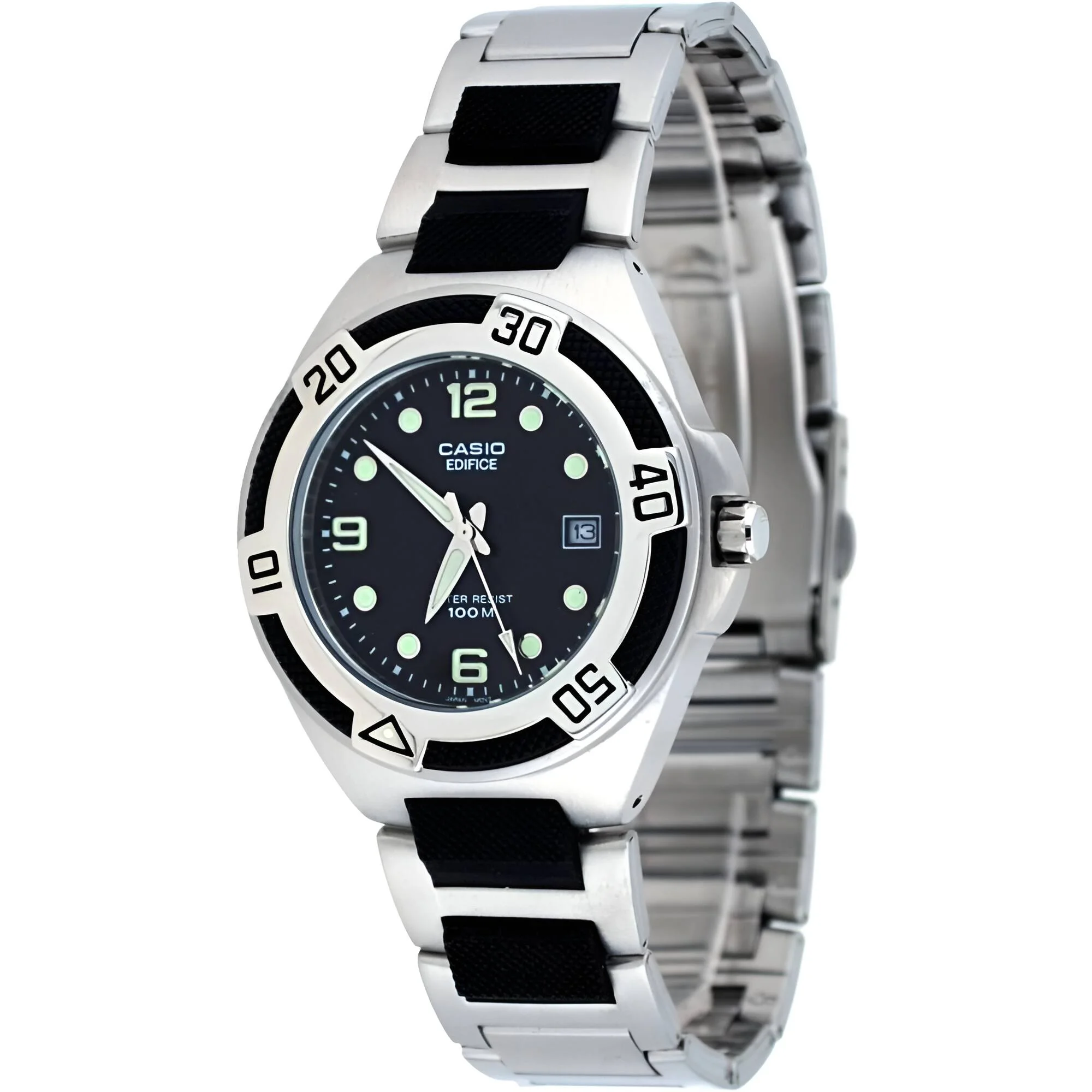 Casio EF-101D-1AV Men's Edifice Black and Silver Bracelet Watch
