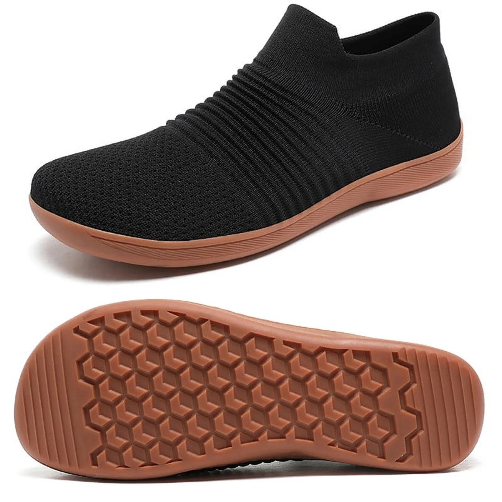 Stepedia Men's Walking Shoes Wide Toe Box Barefoot Shoes Non Slip Minimalist Slip-on Shoes 12 Wide