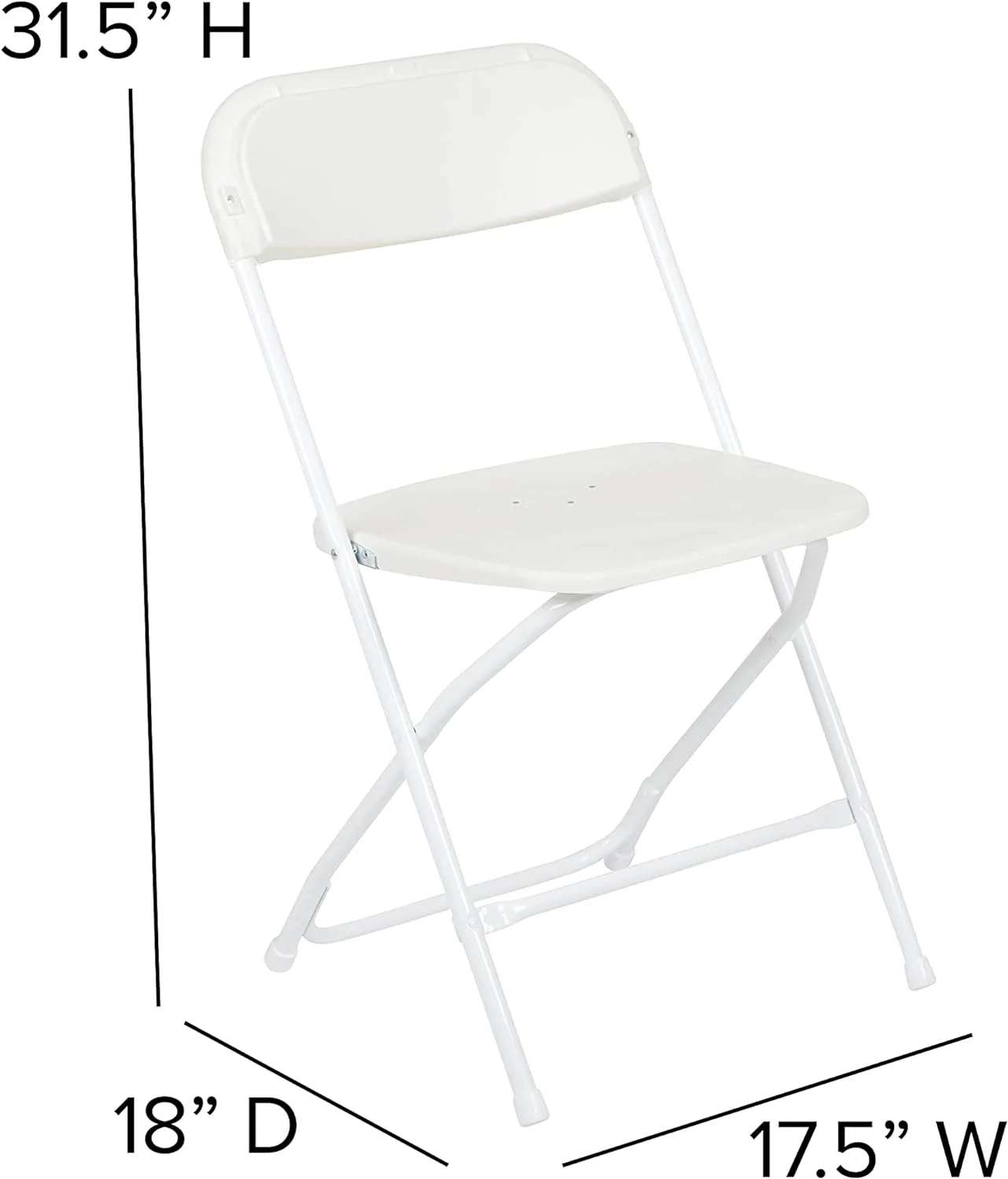 Hercules Series Plastic Folding Chairs for Parties and Weddings, Stackable Commercial Event Seats with 650-lb. Static Weight Capacity, Set of 6, White