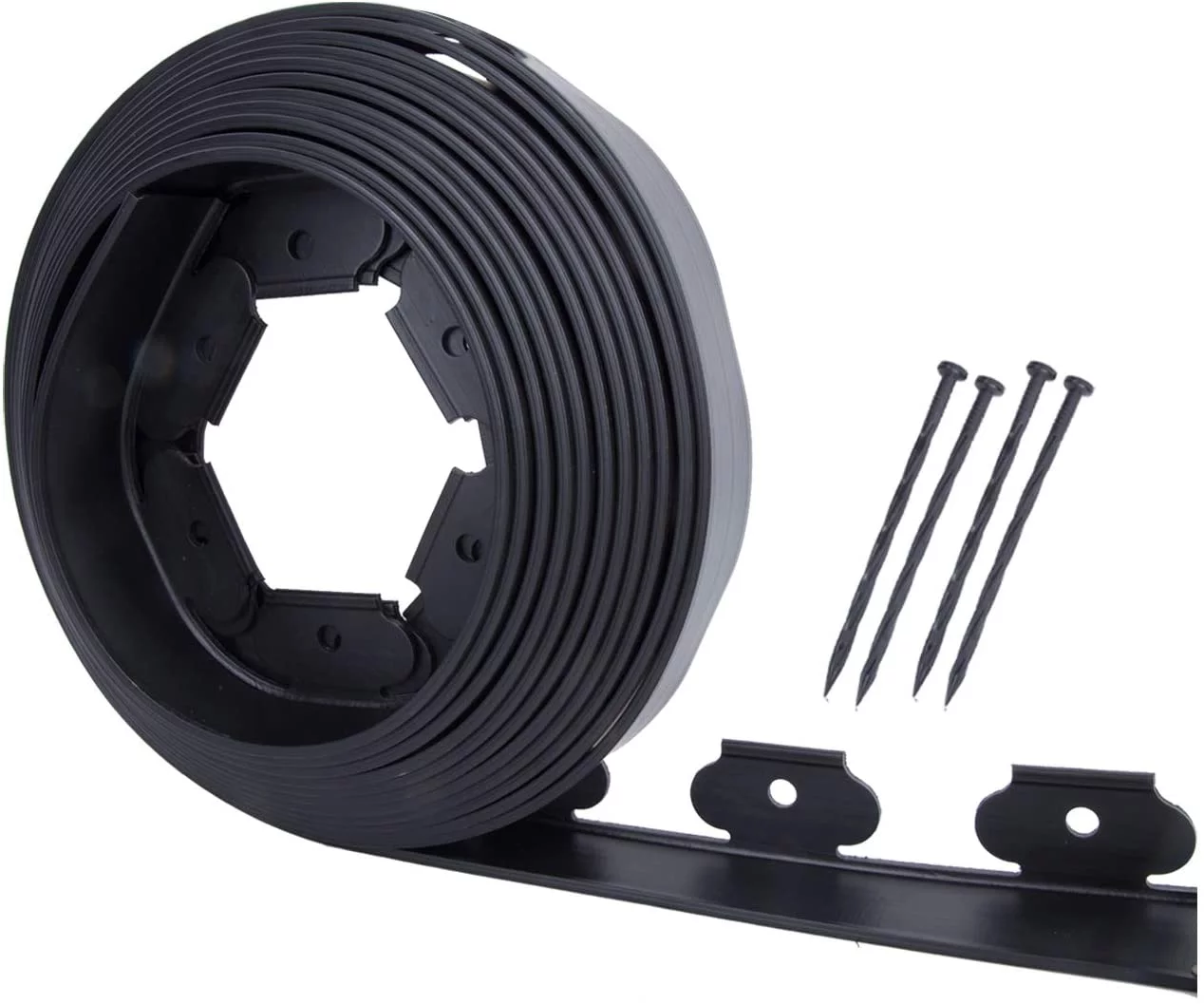 Mr Garden Landscape Garden Edging Kit No-Dig 30ft Length with 6 Spikes, PE Plastic Landscape Edging roll Heavy Duty Edging Fence for Flower Beds, Tree Rings and Garden Borders, Black