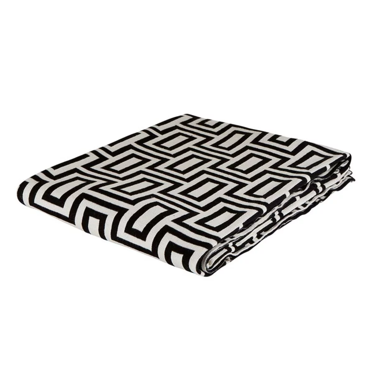 Creative Brands  60 x 50 in. Square Geometric Throw, Natural & Black