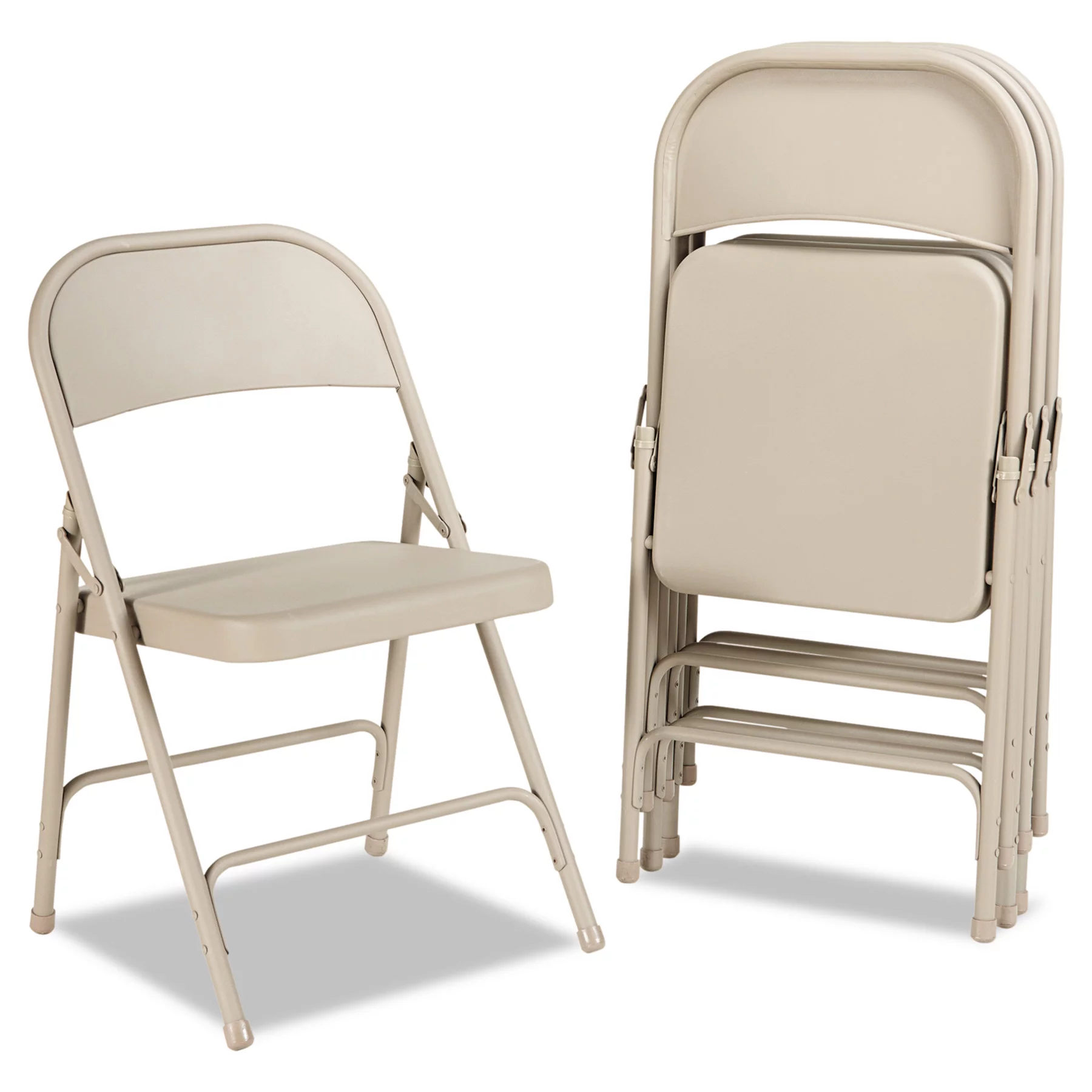 Steel Folding Chair, 4-Pack, Beige