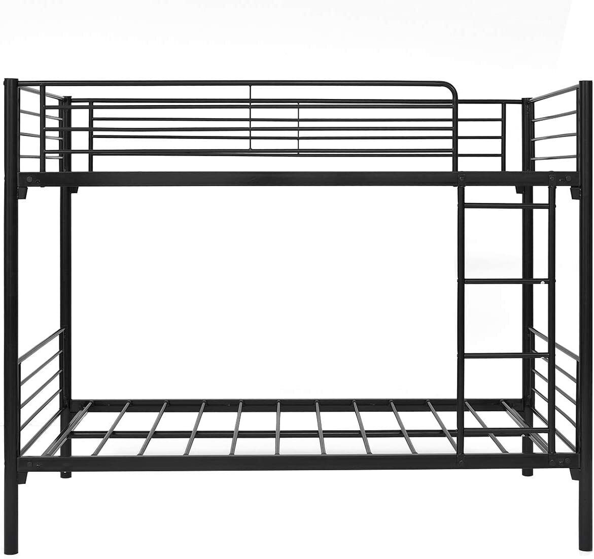 Twin Over Twin Metal Bunk Beds Convertible Bed Frame With Ladder Kids Bedroom