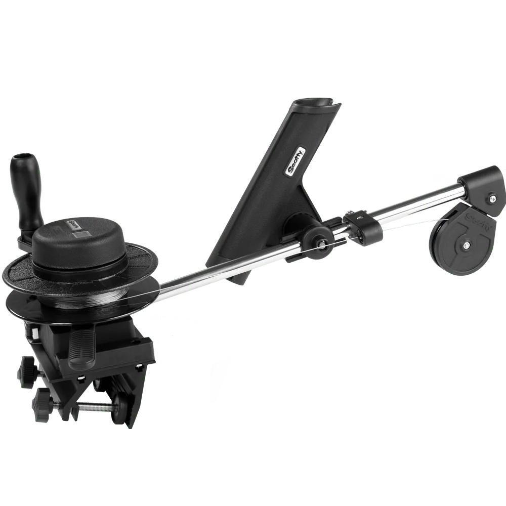 Scotty #1050MP Depthmaster Manual Downrigger, Display Packed w/ Rod Holder & Clamp Mount,Black