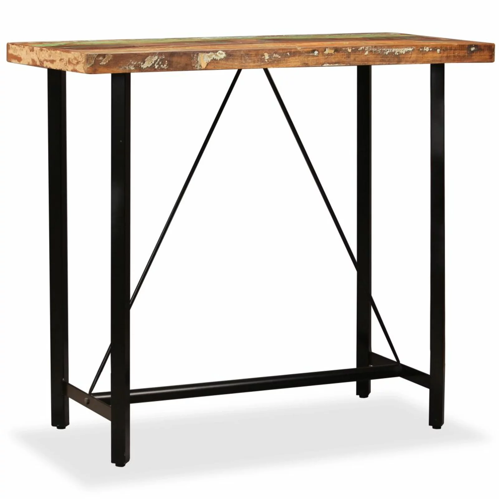moobody Bar Table Reclaimed Wood Tabletop Bistro Table Counter Height Pub Table Steel Frame for Kitchen, Dining Room, Cafe, Home Furniture 47.2 x 27.6 x 42.1 Inches (L x W x H)