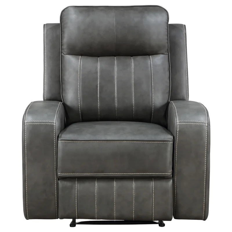 Pemberly Row Modern Faux Leather Upholstered Recliner Chair Gray