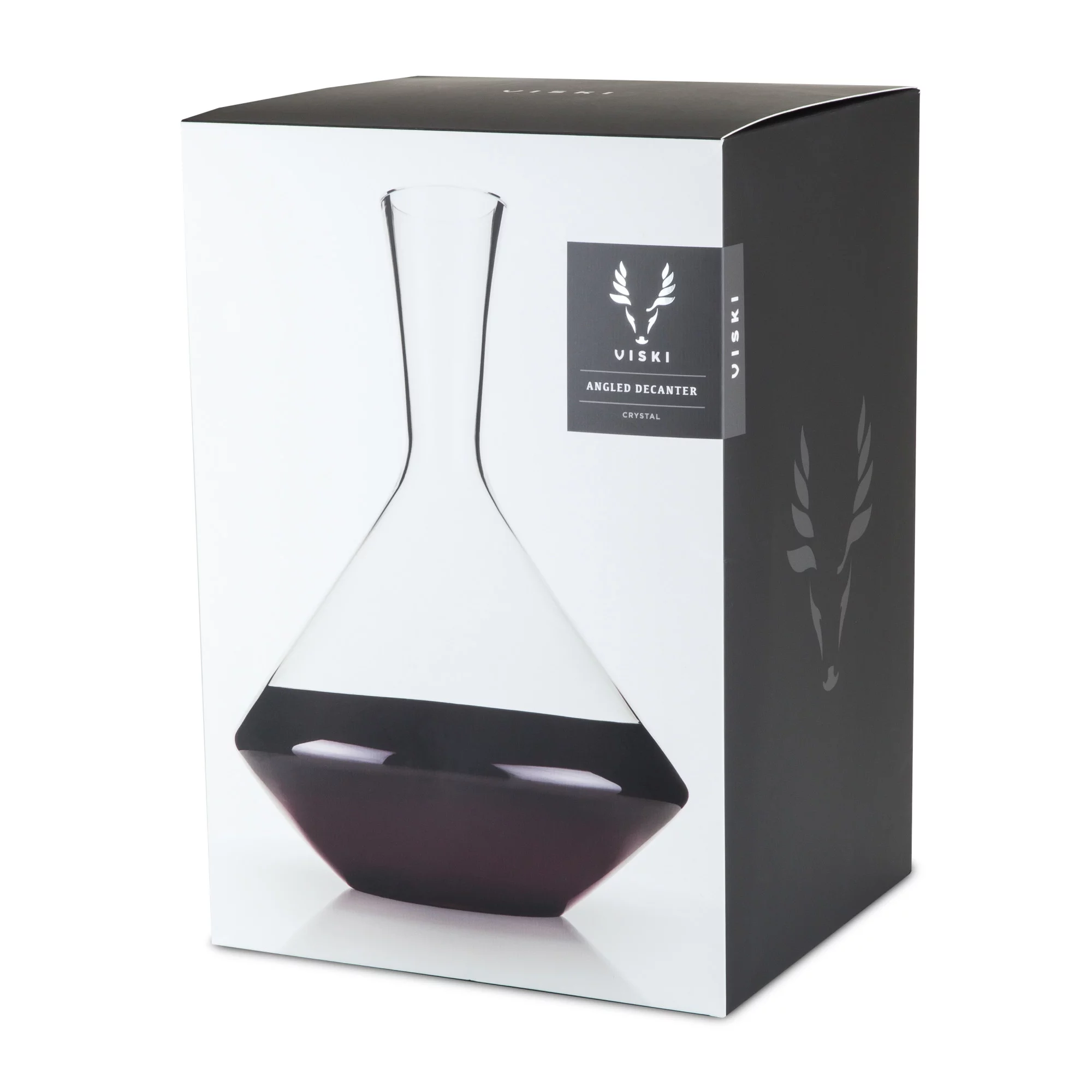 Viski Angled Wine Decanter - Modern Crystal Wine Decanter, 60 oz