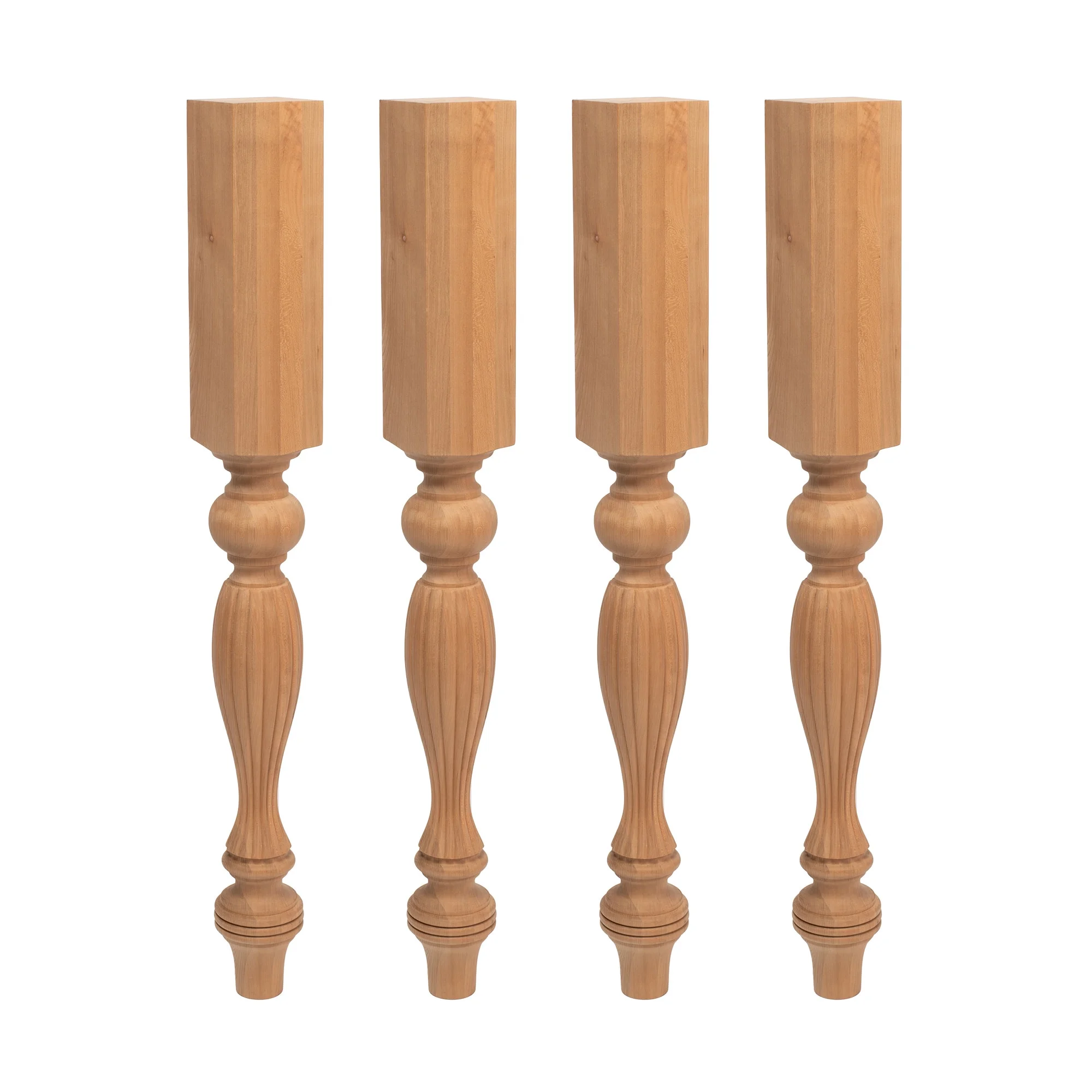 Designer's Edge Millwork 35-1/4 in. High x 3-3/4 in. Wide x 3-3/4 in. Depth Unfinished North American Solid Cherry French Kitchen Island Leg 4 Pack