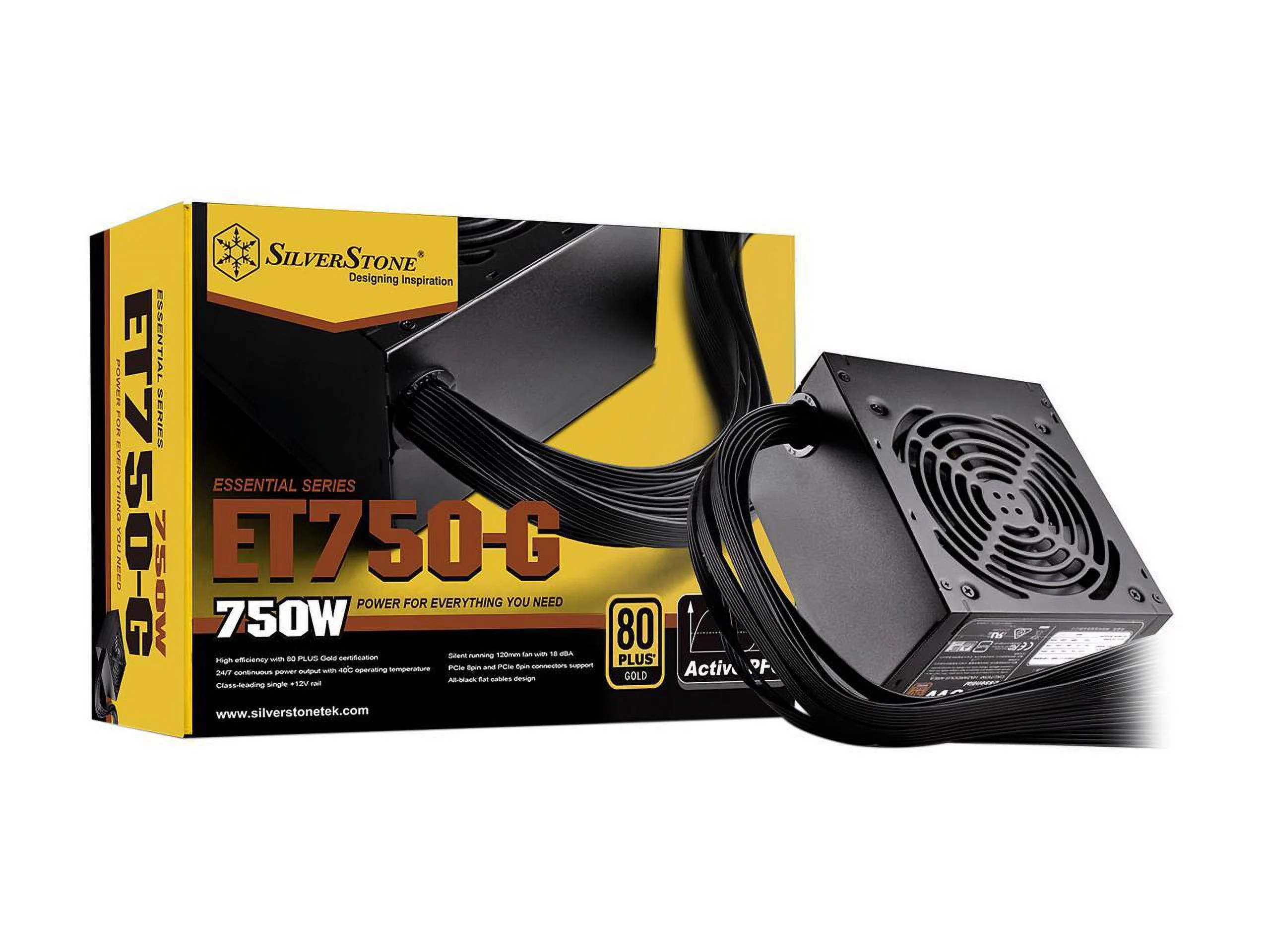 SilverStone Essential Series SST-ET750-G 750 W ATX 80 PLUS GOLD Certified Active PFC(PF > 0.90 at full load) PFC Power Supply