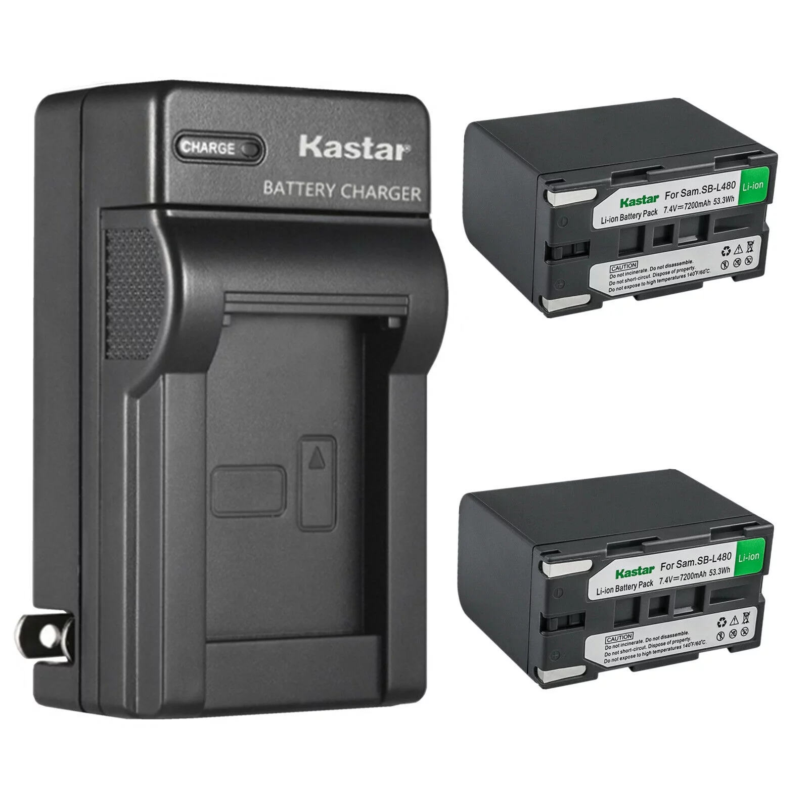 Kastar 2-Pack SB-L480 Battery and AC Wall Charger Replacement for Samsung VP-L700U, VP-L710, VP-L750, VP-L750D, VP-L770, VP-L800, VP-L800U, VP-L850, VP-L850D, VP-L870, VP-L900, VP-L906, VP-L907 Camera