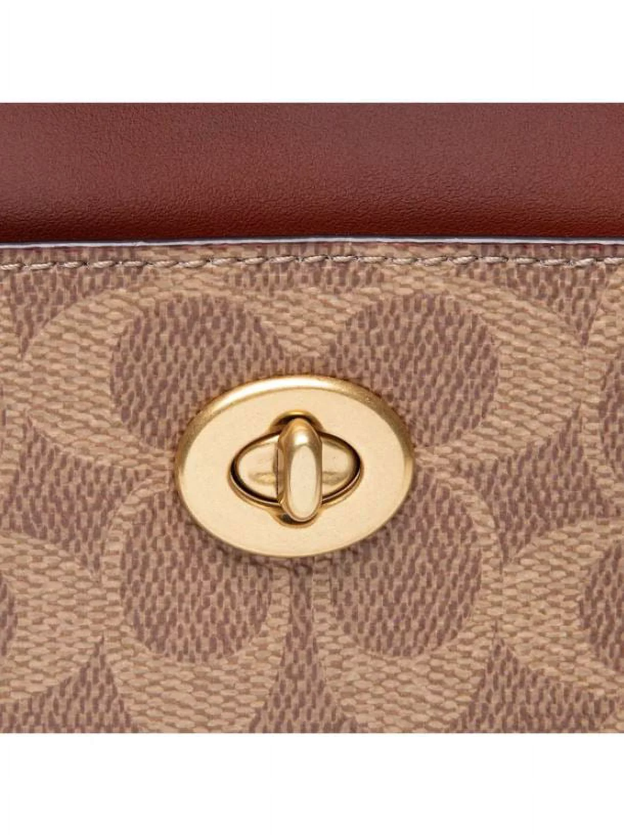 COACH Womens Coated Canvas Signature Slim Turnlock Crossbody B4/Tan Rust C6661-B4NQ4 One Size