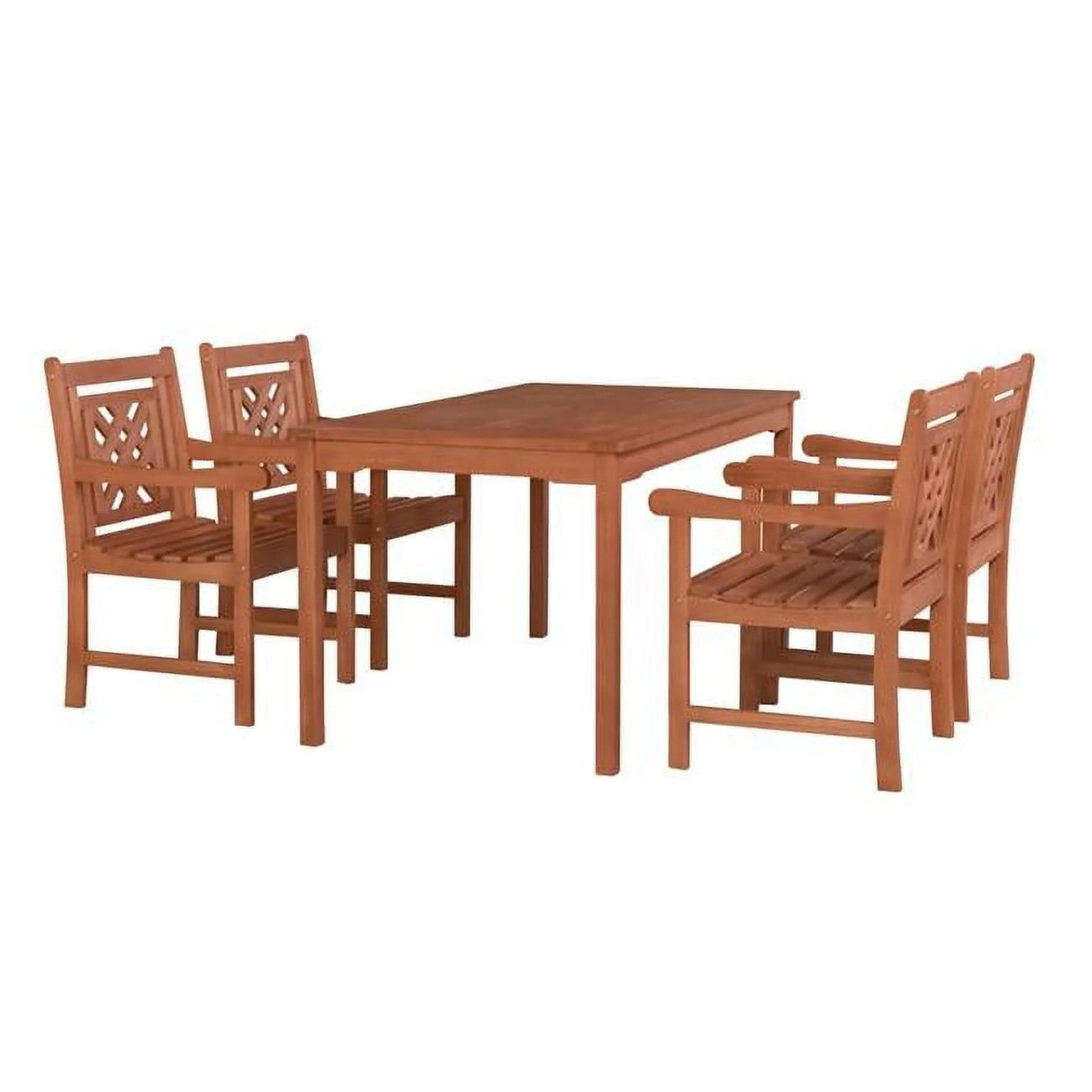 Malibu Outdoor 5-piece Wood Patio Rectangular Table Dining Set