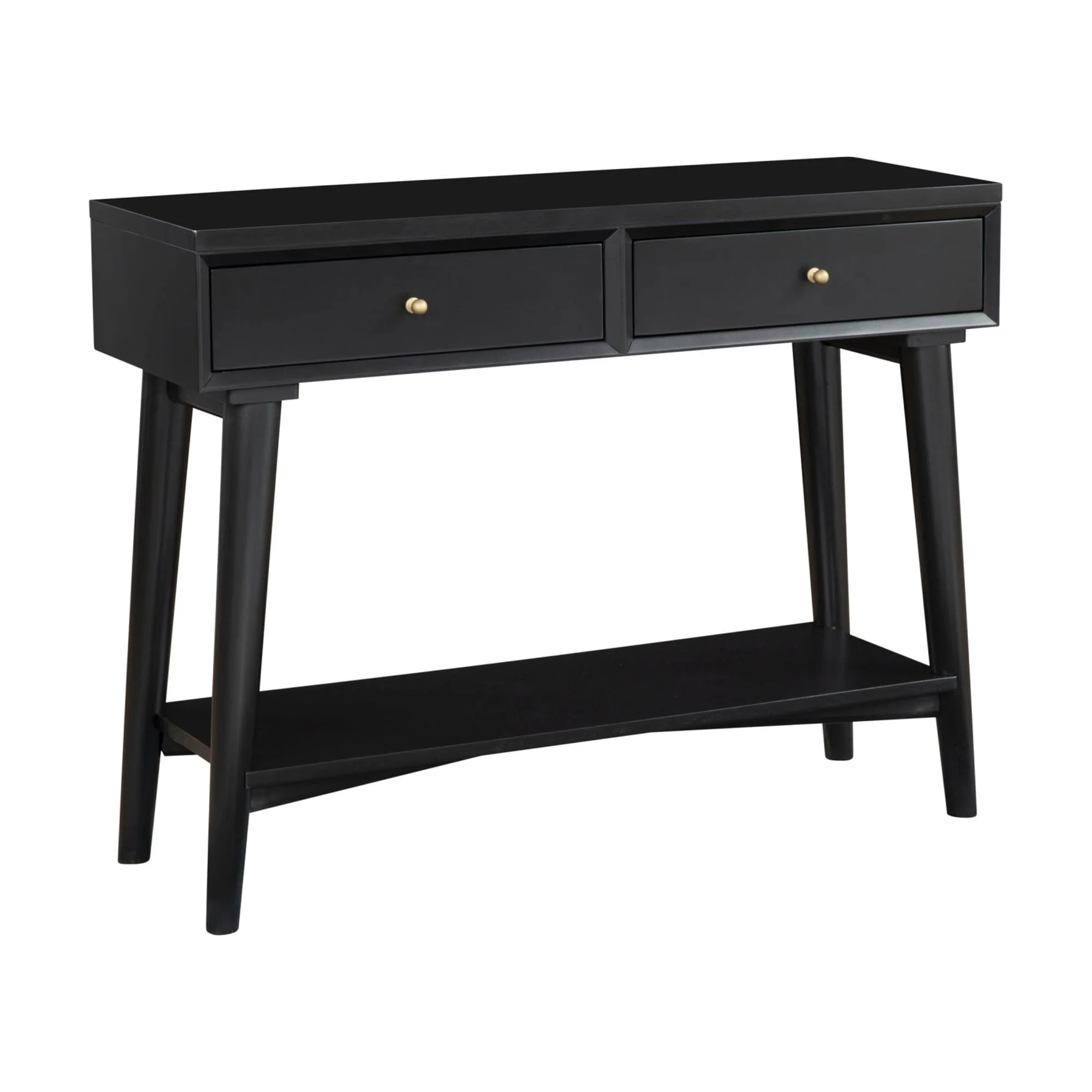 Alpine Furniture Flynn Wood Console Table with 2 Drawers in Black