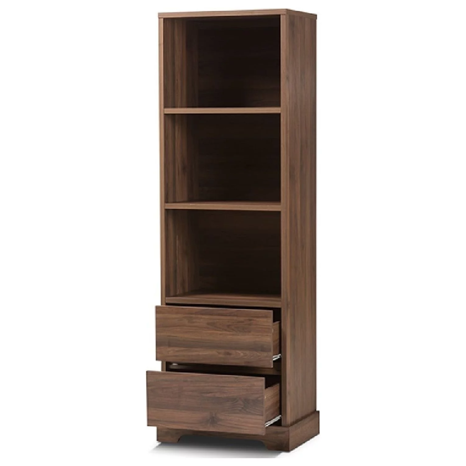 Baxton Studio Burnwood Modern and Contemporary Walnut Brown Finished Wood 2-Drawer Bookcase