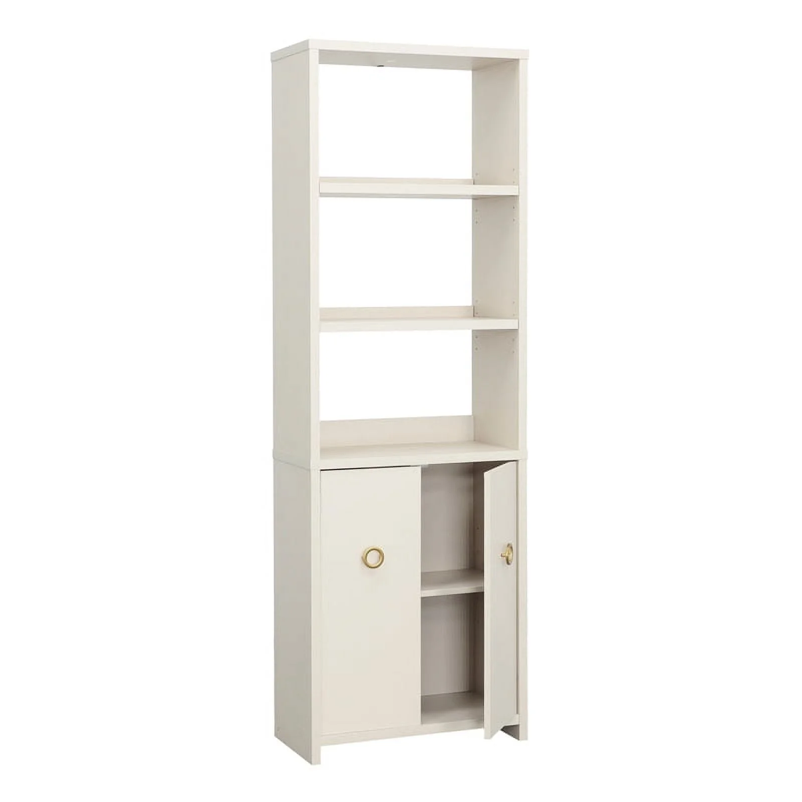 Pemberly Row Engineered Wood Bookcase in Dove Linen / Off White Finish