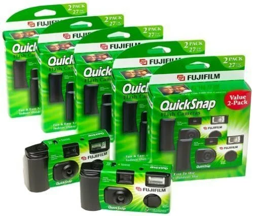 5 Pack of 2 Fujifilm Quicksnap Flash 400 asa Disposable 35mm Single Use Film Camera (Total of 10)