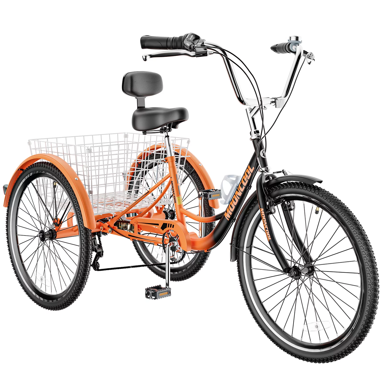 NAIZEA Adult Tricycles 24 Inch 3 Wheel 7 Speed Bikes Three-Wheeled Bicycles Cruise Trike with Shopping Basket