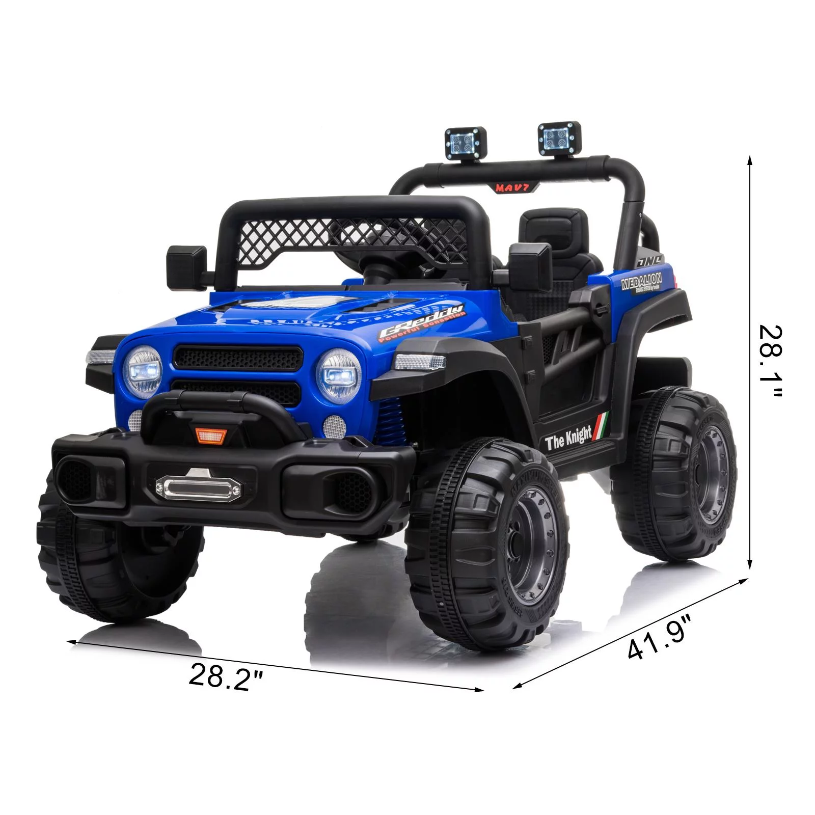 UBesGoo 12V Kids Battery Powered Electric Truck Ride-On Car with RC, Headlights, Music - Blue