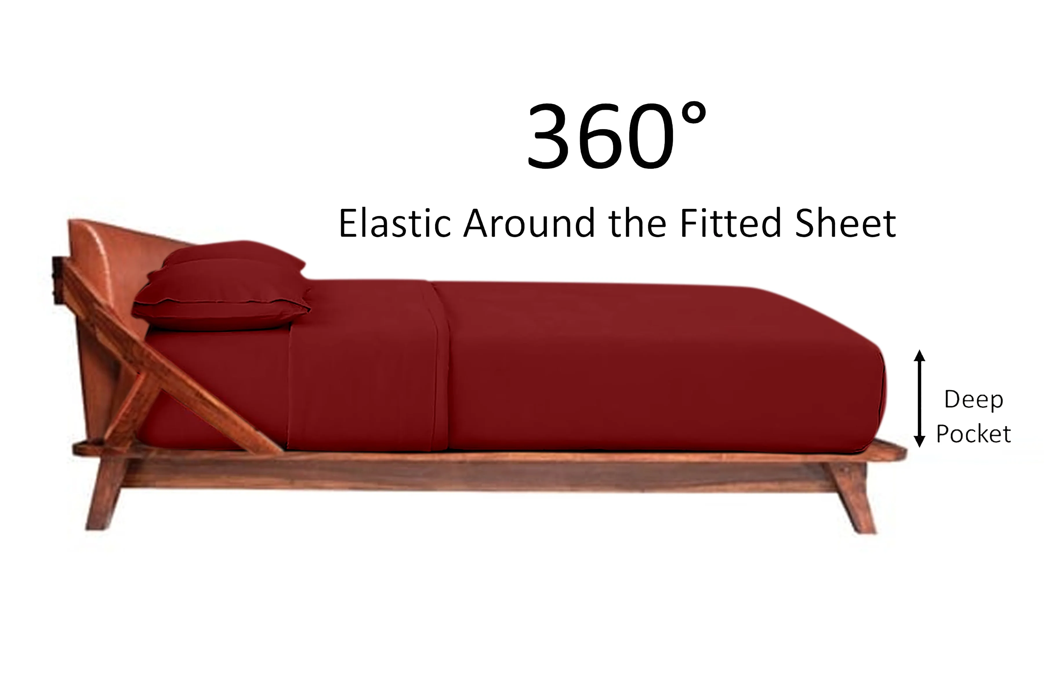 Vegas Premium Bed Sheets 100% Egyptian Cotton 400 Thread Count 4 Piece { Burgundy, Solid } Sheet Set Fits Up to 16-18