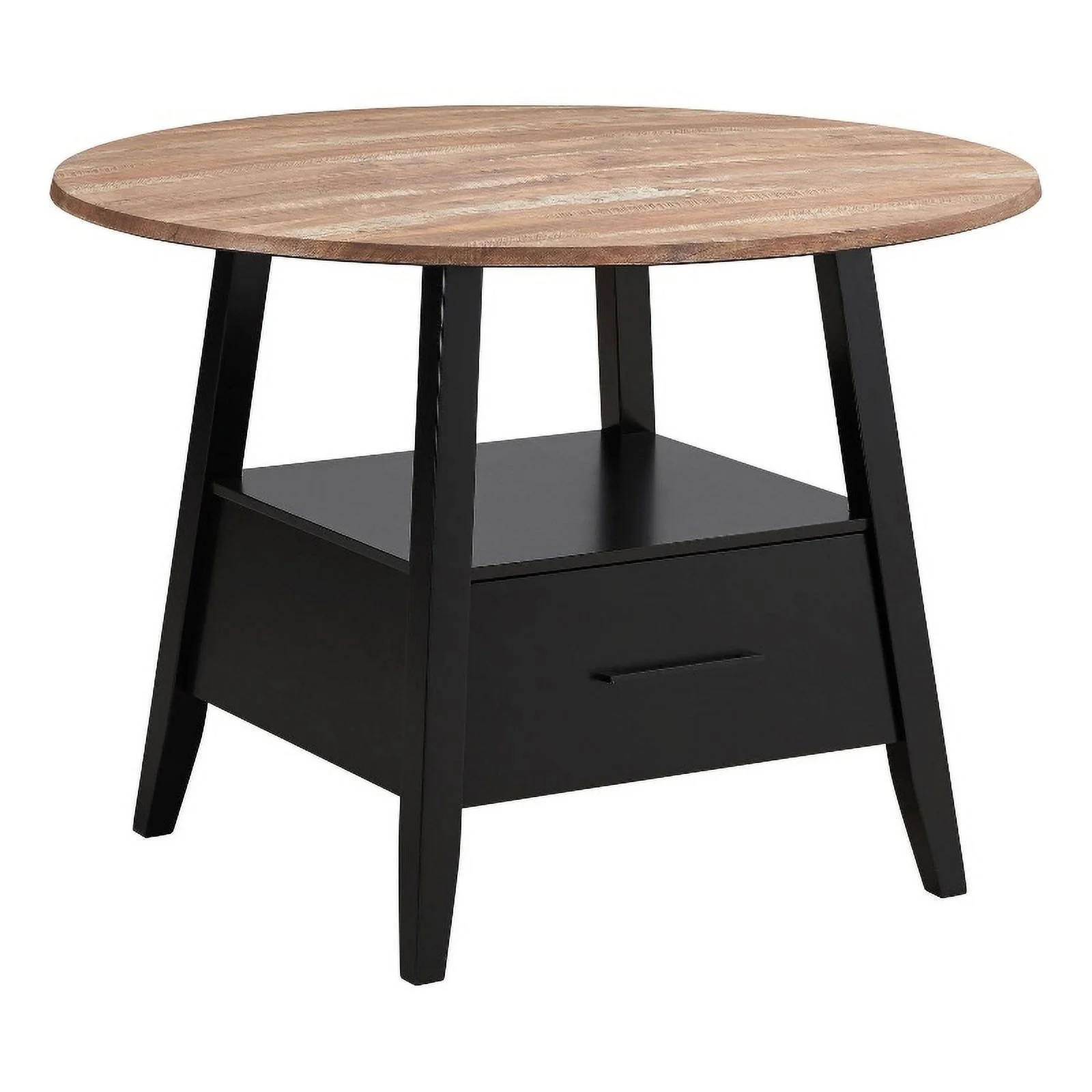 Pemberly Row 1-drawer Round Wood Counter Height Table Yukon Oak and Black