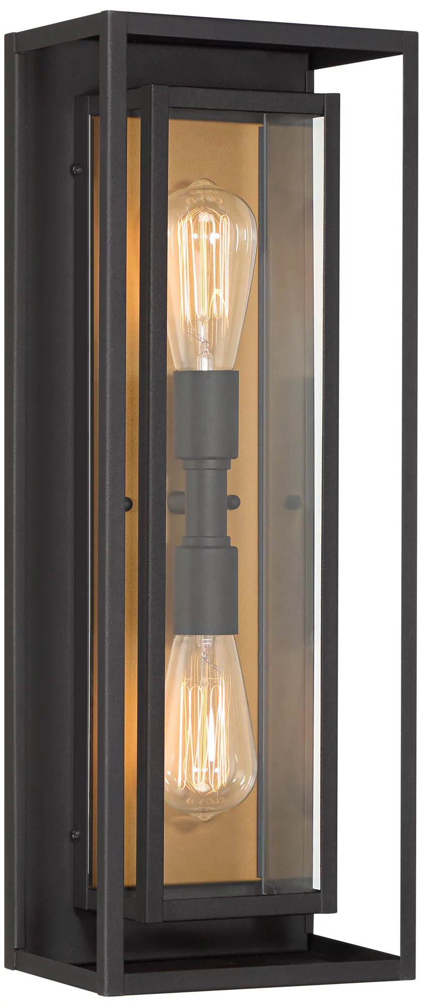 Possini Euro Design Metropolis Mid Century Modern Outdoor Wall Light Fixture Black Gold 22