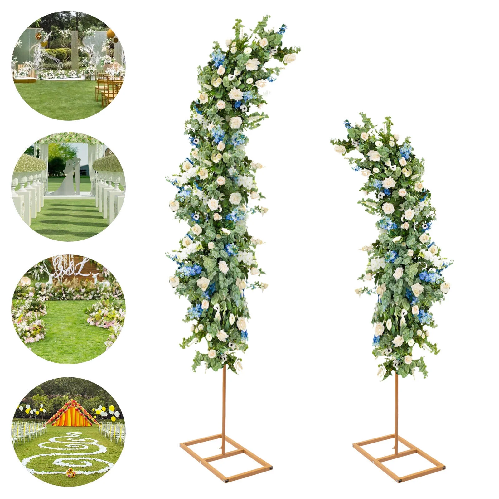 2Pcs Metal Wedding Arch Frame Garden Arbor Party Flower Backdrop Stands 6/8FT Rack