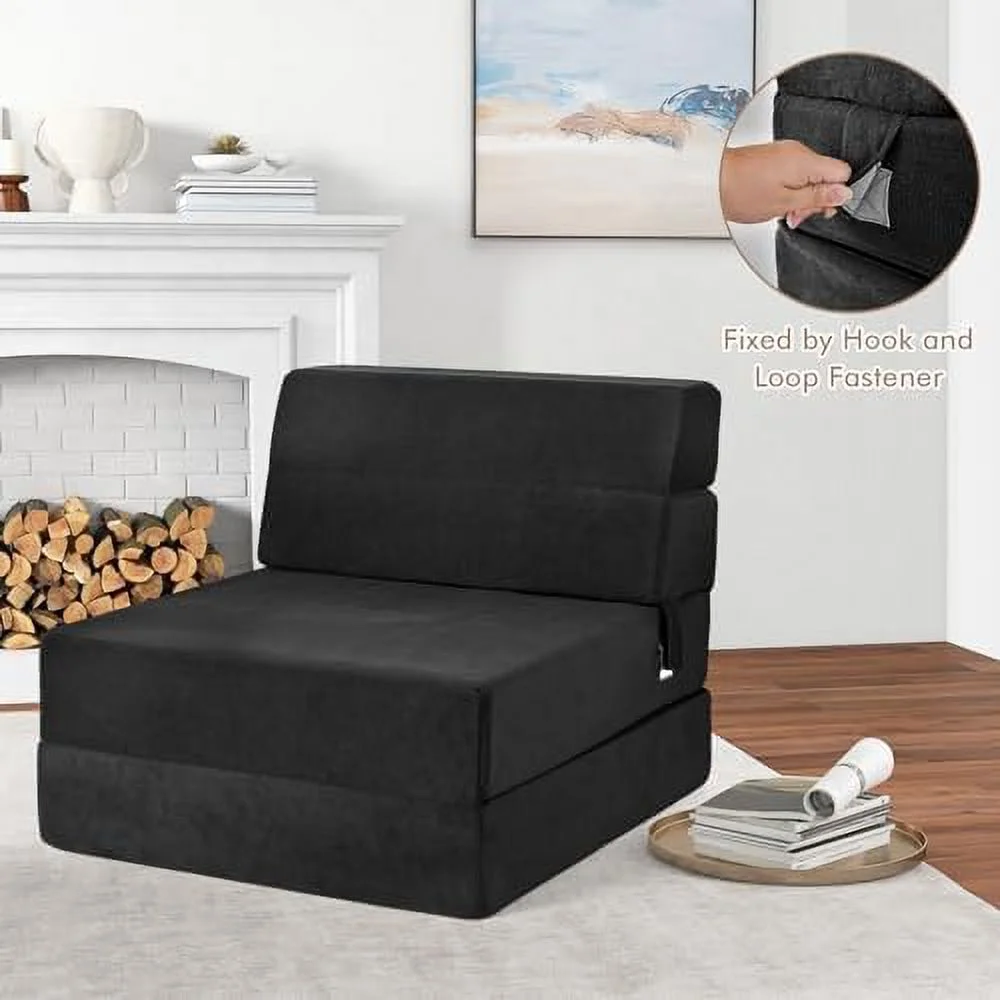 MQLIFEBOOM Folding Sofa Bed Chair - 3-in-1 Convertible Couch Sleeper  Floor Futon Couch w/Removable Cover & Full Padded Foam  Fabric Guest Sleeper Chair for Living Room  Study  Apartm