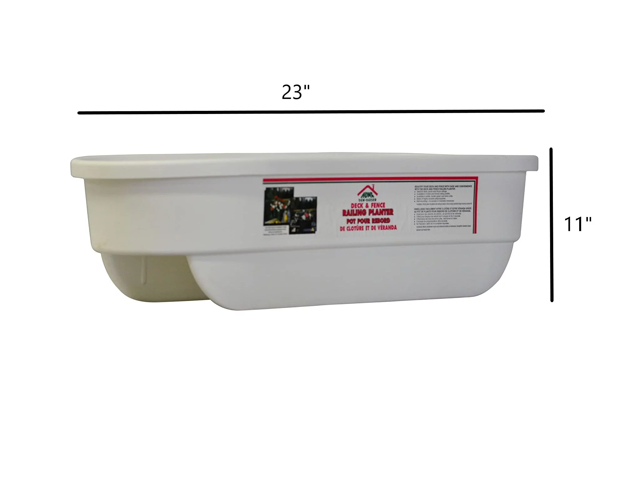 Apollo On-Rail Deck & Fence Rectangular Planter, White 23