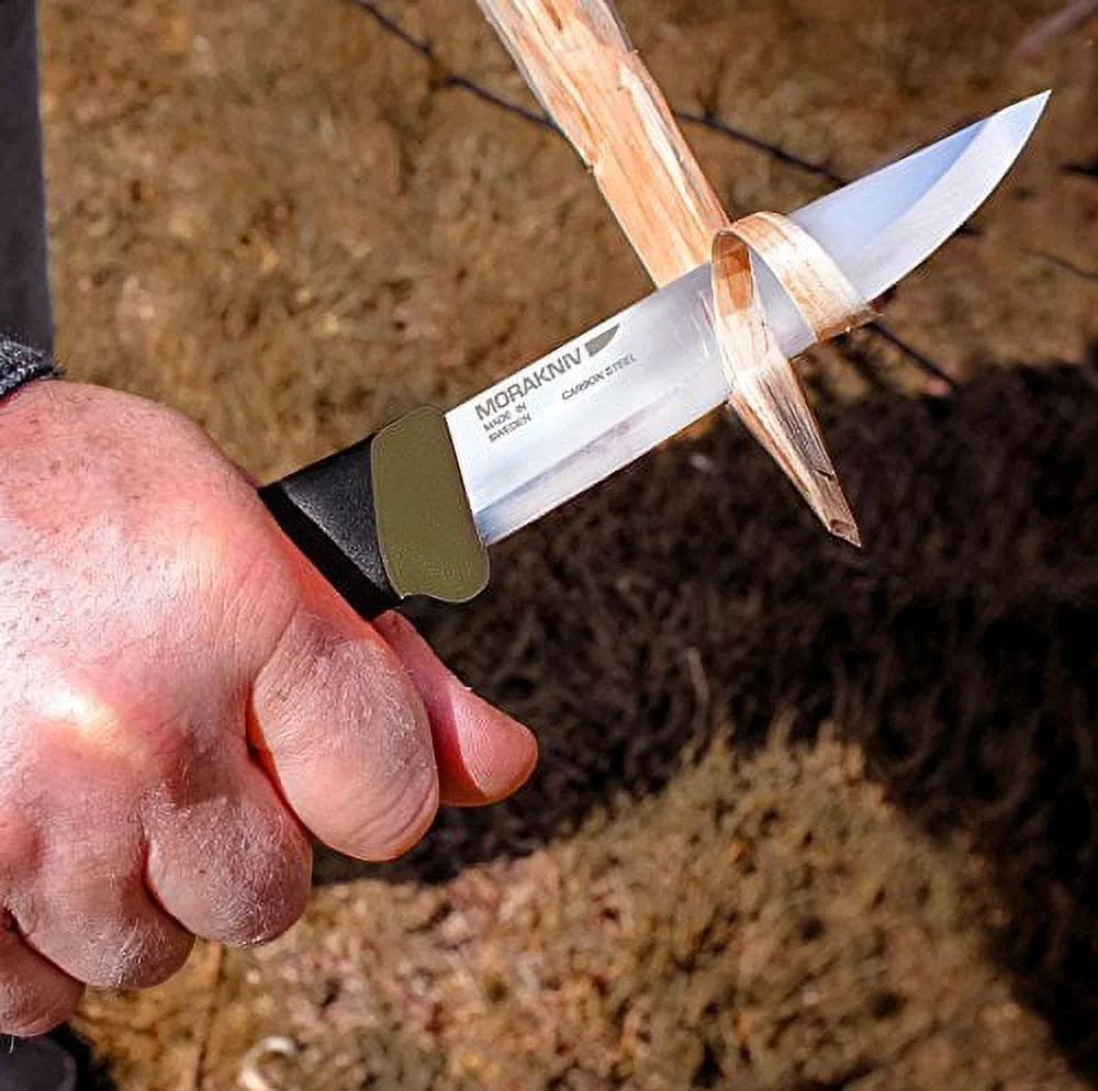 Morakniv Companion Heavy Duty Fixed Blade Knife, Carbon Steel Blade, Military Green and Black Rubber Handle, Military