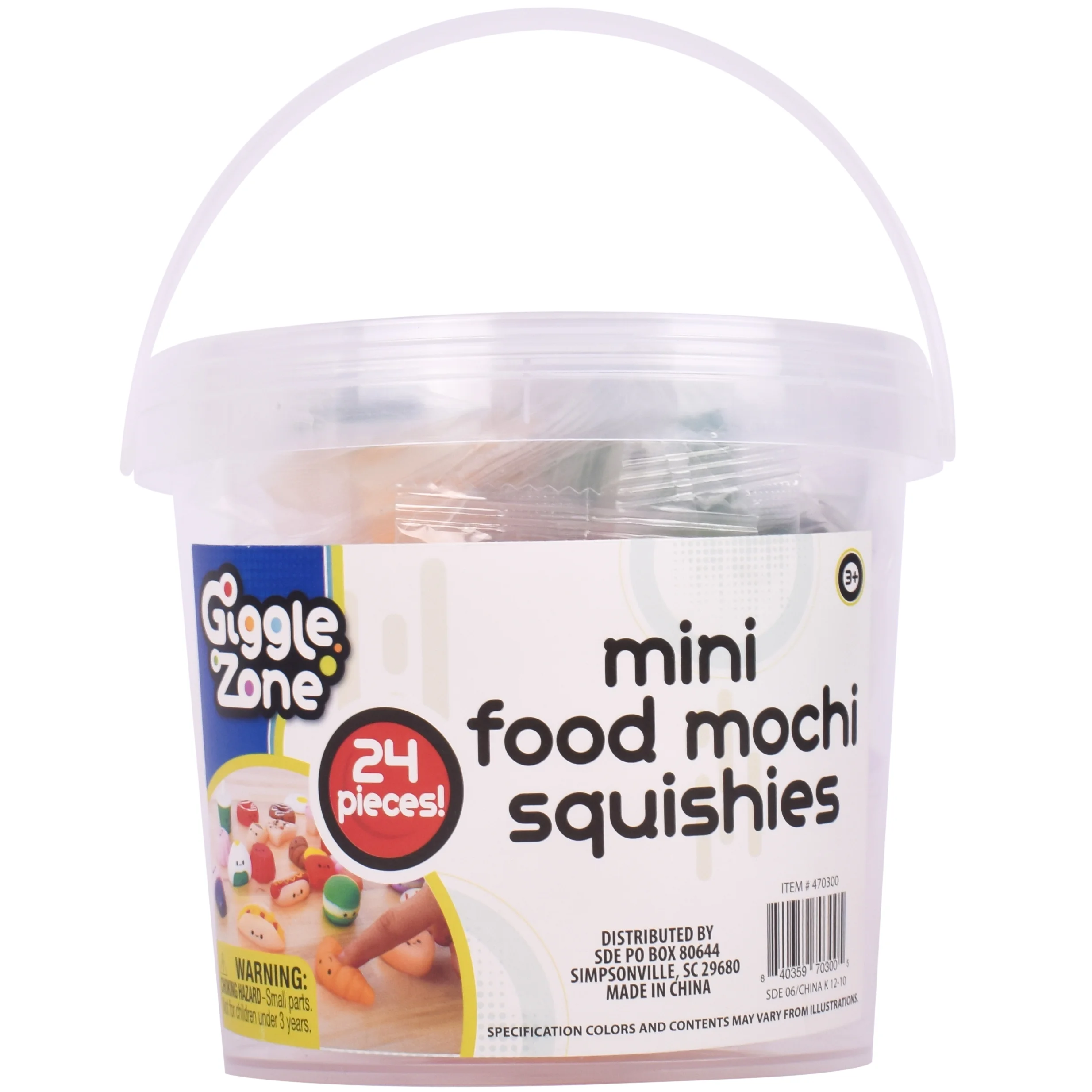 Giggle Zone Mini Food Mochi Squishies, 24 Piece Fidget Toys with Storage Container, Children Ages 3+