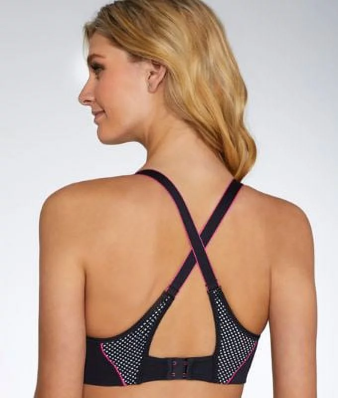 Women's Maidenform DM7989 Ultimate Underwire Sports Bra (Black/Pinksicle 38DD)